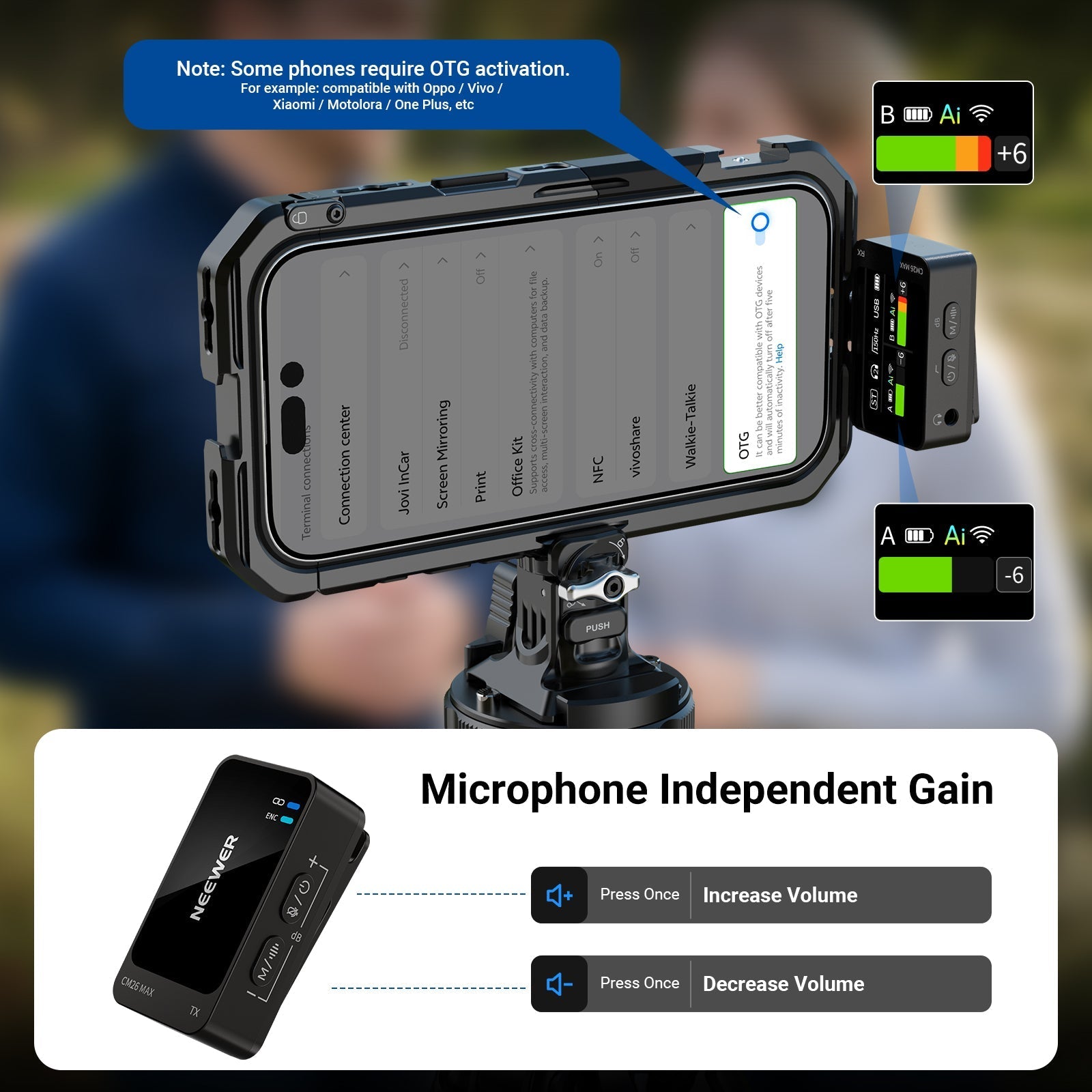NEEWER CM26 MAX AI Wireless Lavalier Microphone