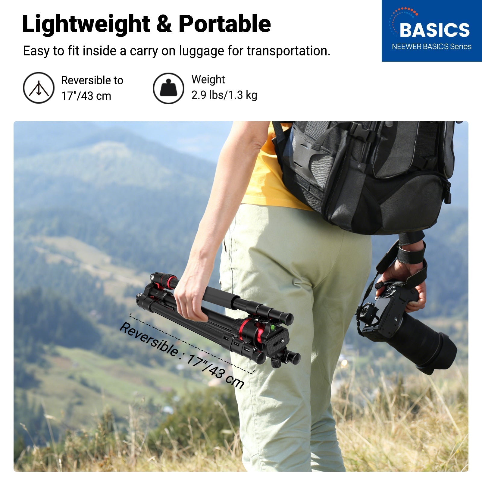 NEEWER BASICS TP14B 72"/ 182cm Travel Tripod Monopod