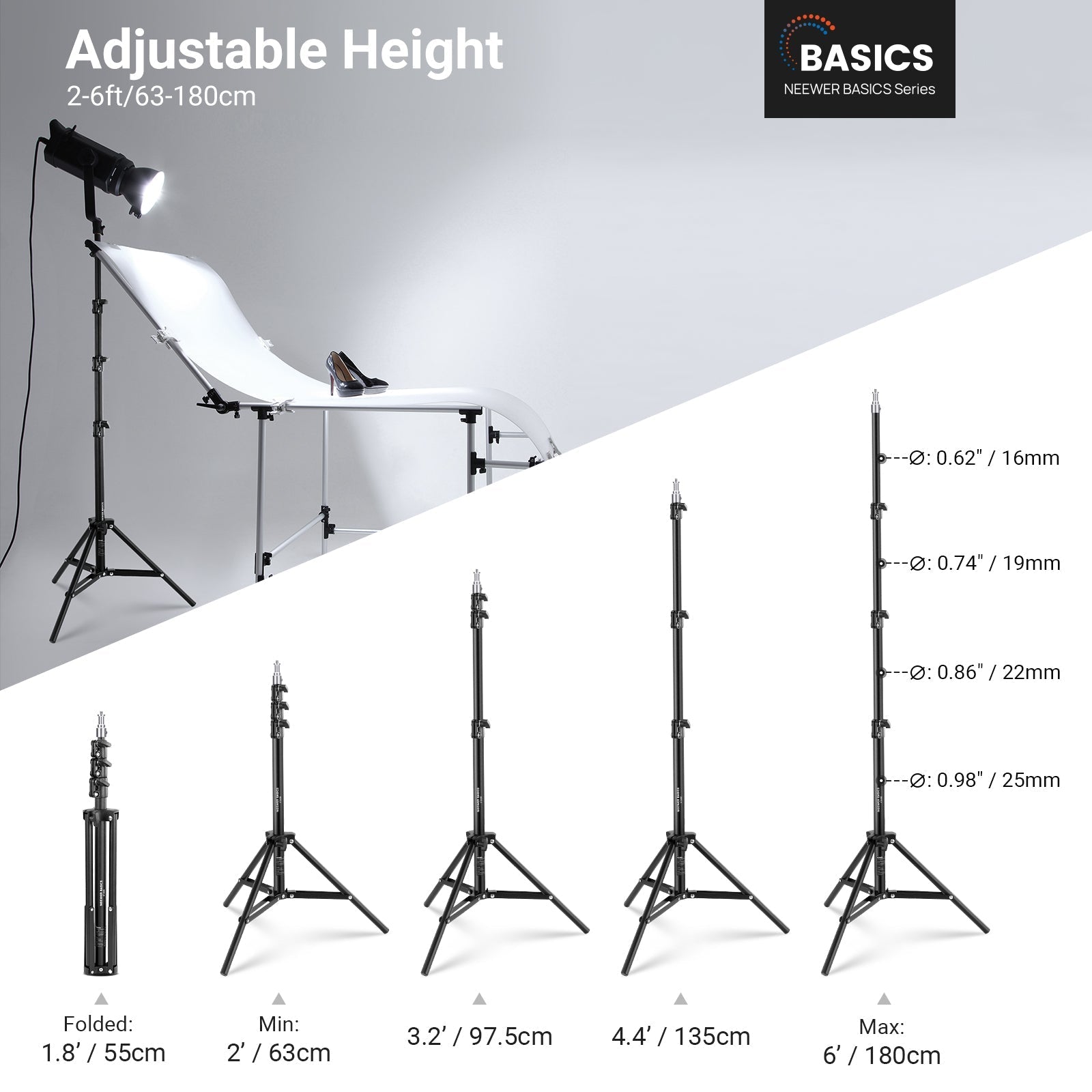 NEEWER BASICS ST180B 180cm Photography Light Stand