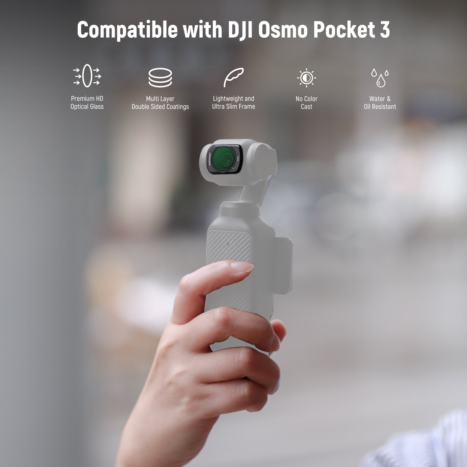 NEEWER FL-76 Magnetic CPL Filter for DJI Osmo Pocket 3 / Pocket 4 & Xtra Muse