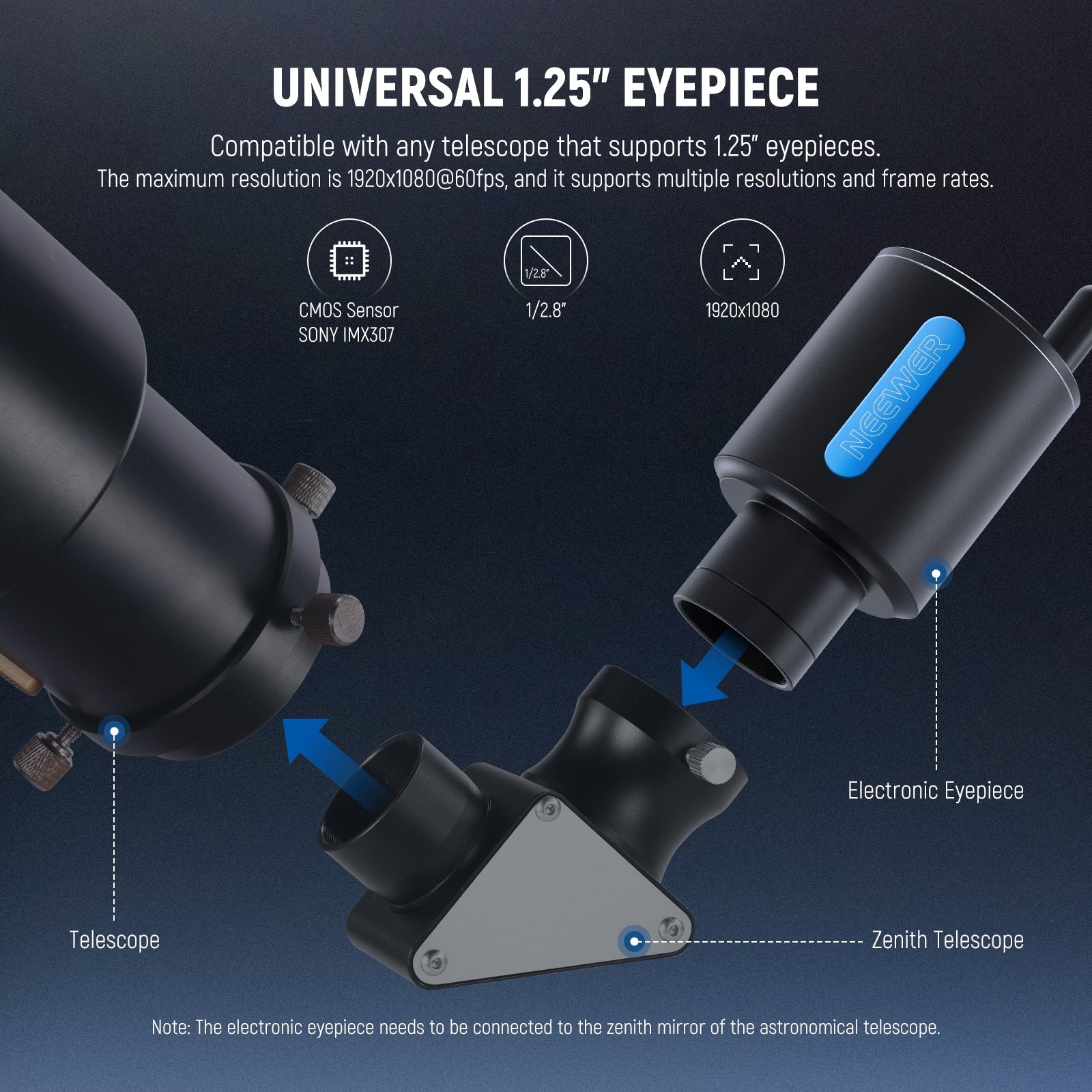 NEEWER LS-T22 1.25" Electronic Telescope Eyepiece with App Control