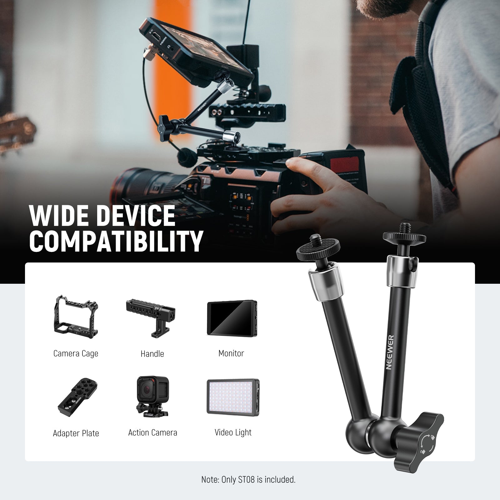 NEEWER ST08 9.8"/25cm Aluminum Alloy Magic Arm
