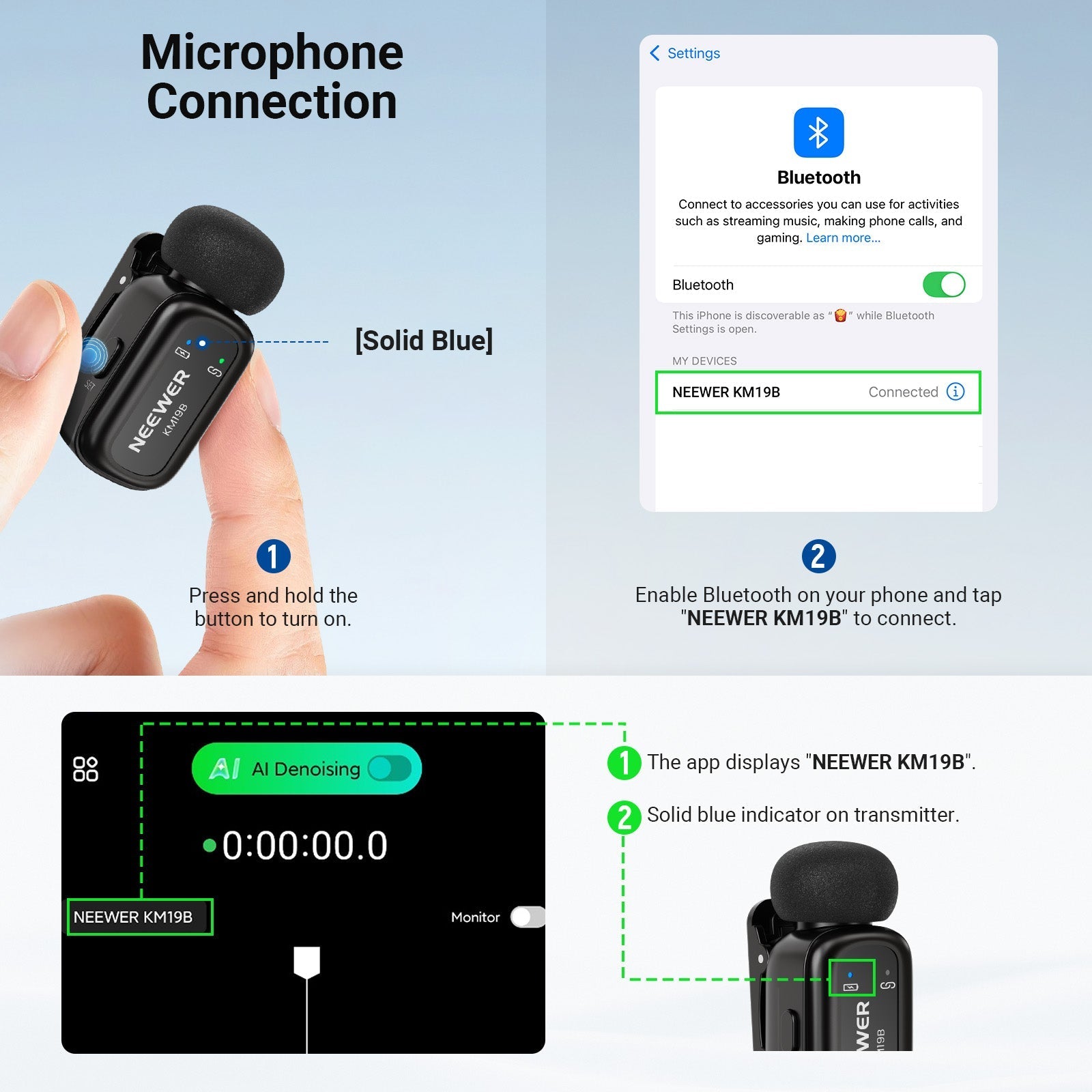 NEEWER KM19 Mini Wireless Lavalier Microphone