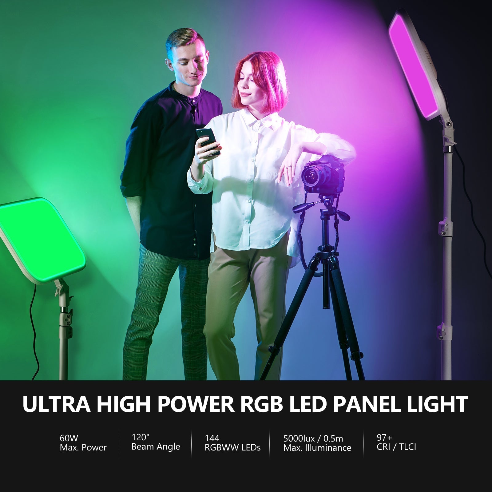 NEEWER 2 Pack RGB168 18.3 Inch LED Panel Video Light