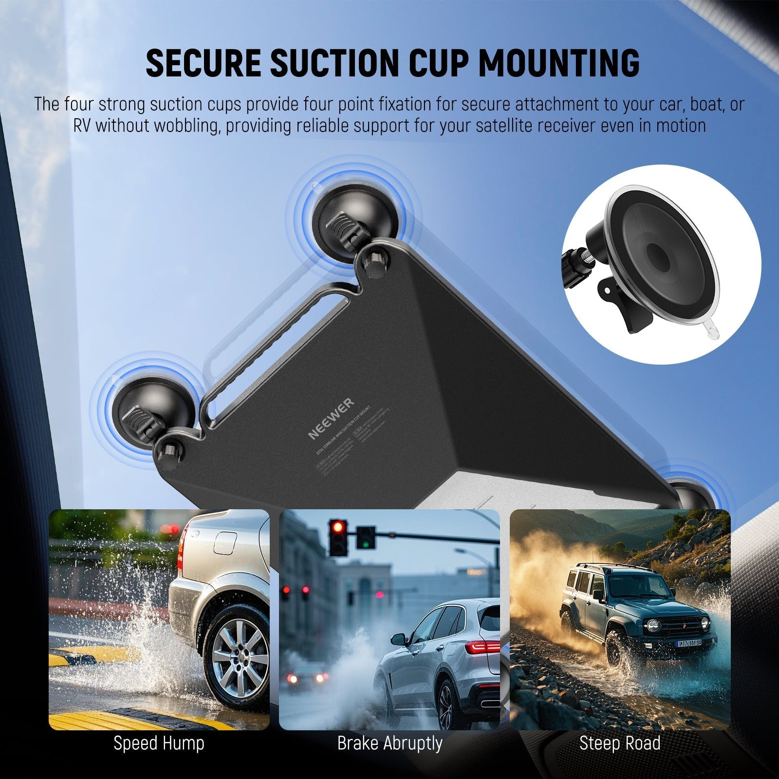 NEEWER ST91 Suction Cup Mount for Car Compatible with Starlink Mini