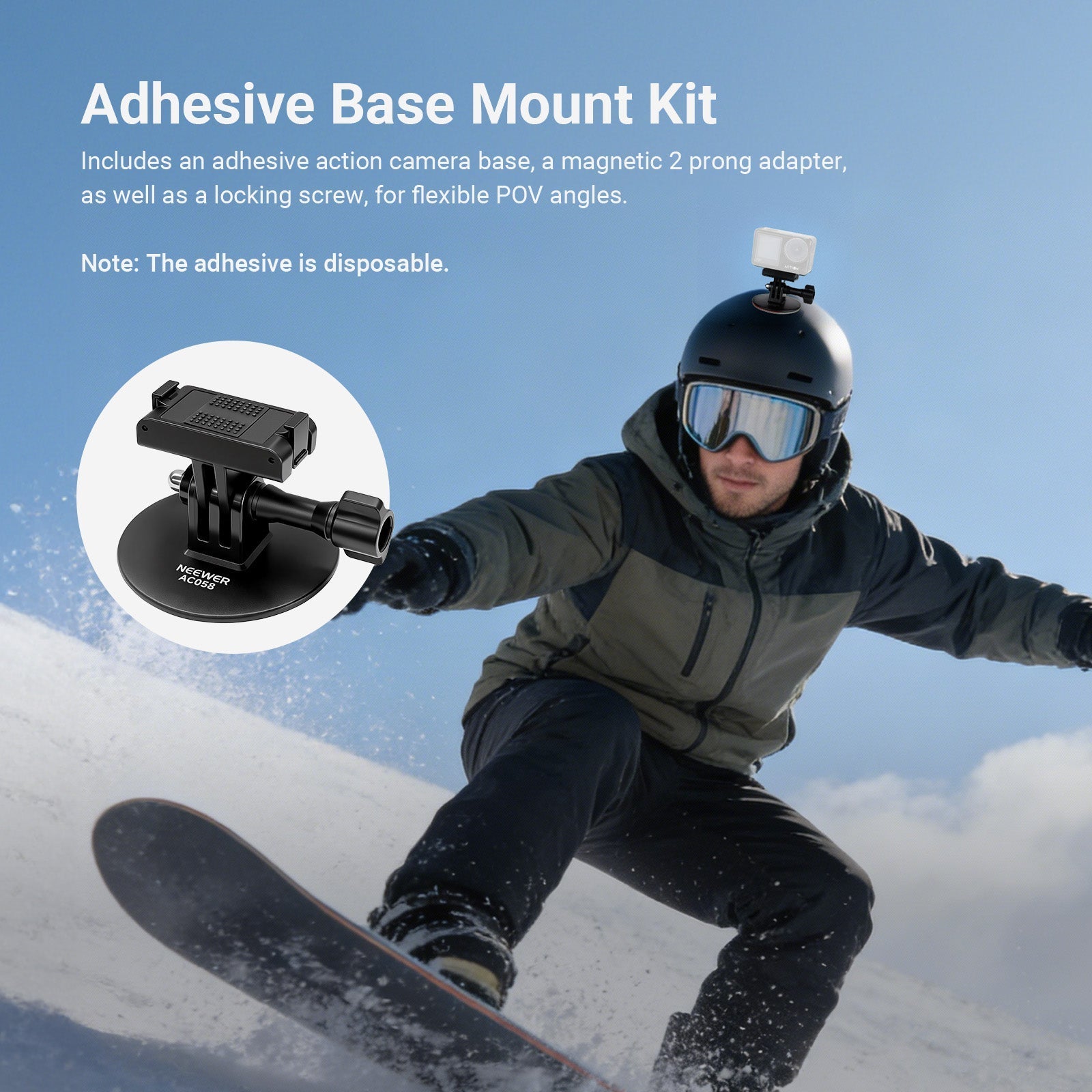 NEEWER AC058 Adhesive Base Mount Kit for DJI Osmo Nano/Osmo 360/Action 6 5 Pro 4 3