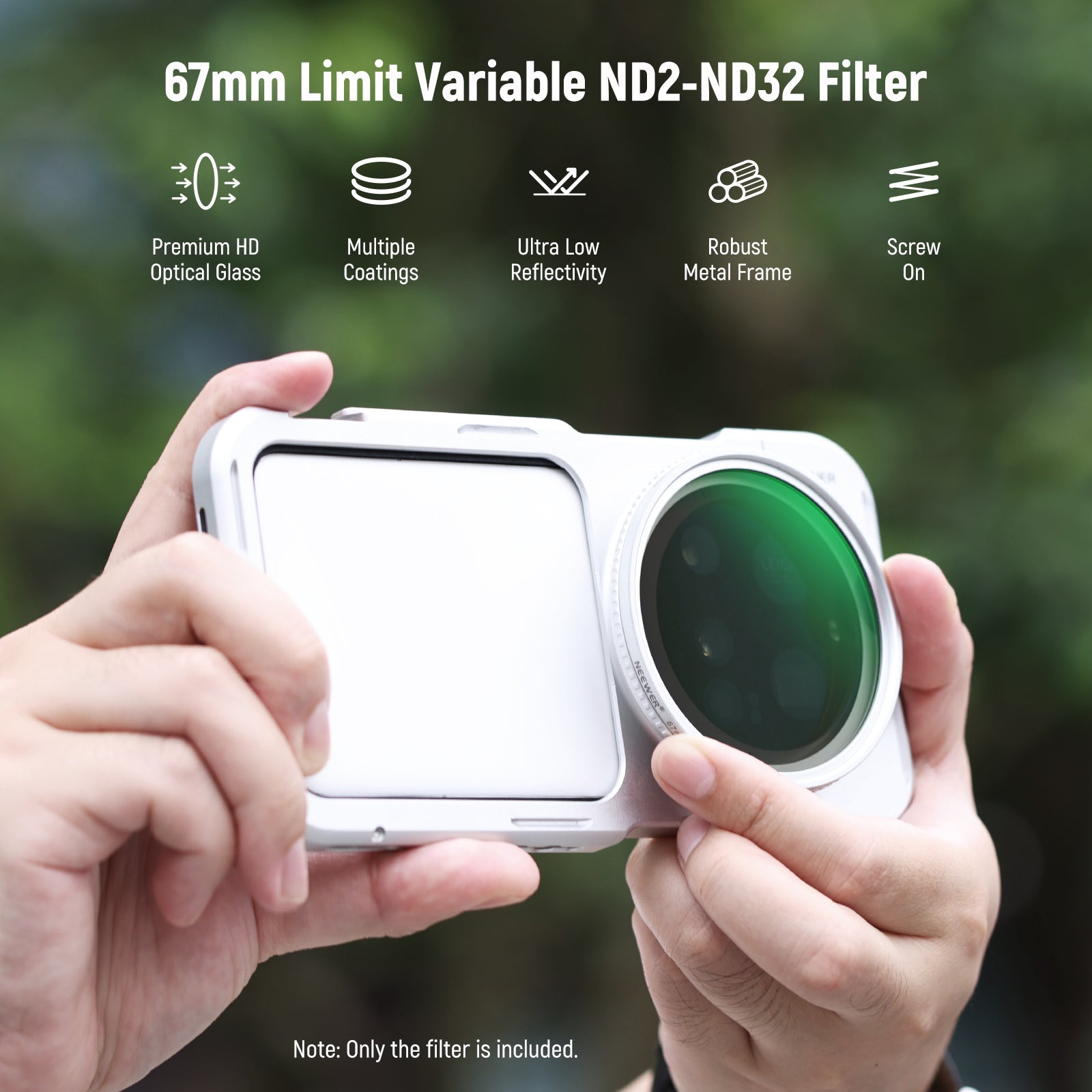 NEEWER 67mm HD Variable ND2-32 Filter for Camera & Phone