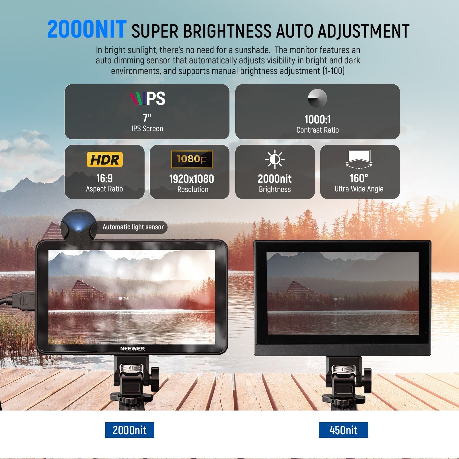 NEEWER F700 LED 7" Camera Touch Screen Monitor