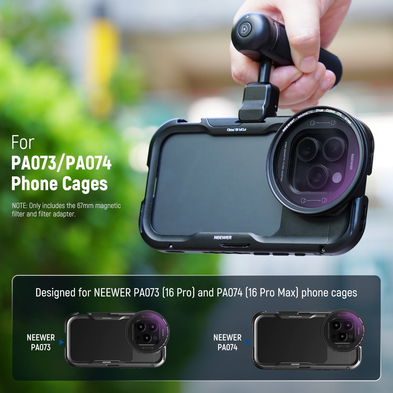 NEEWER 67mm Filter Set For iPhone 16 Pro/16 Pro Max Cage (PA073/PA074)