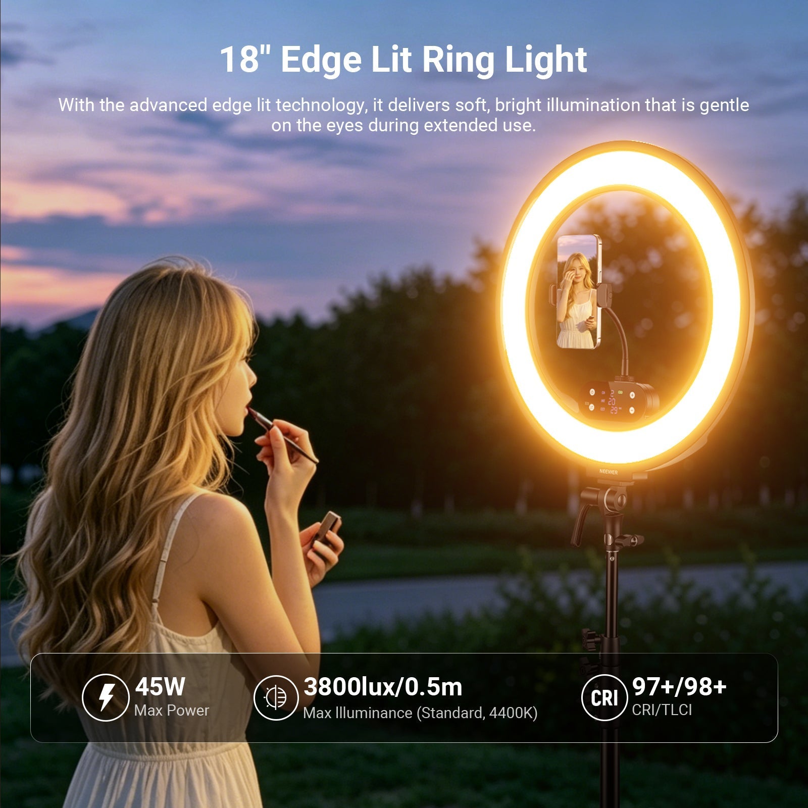 NEEWER RB18B 18" Edge-Lit LED Cordless Ring Light