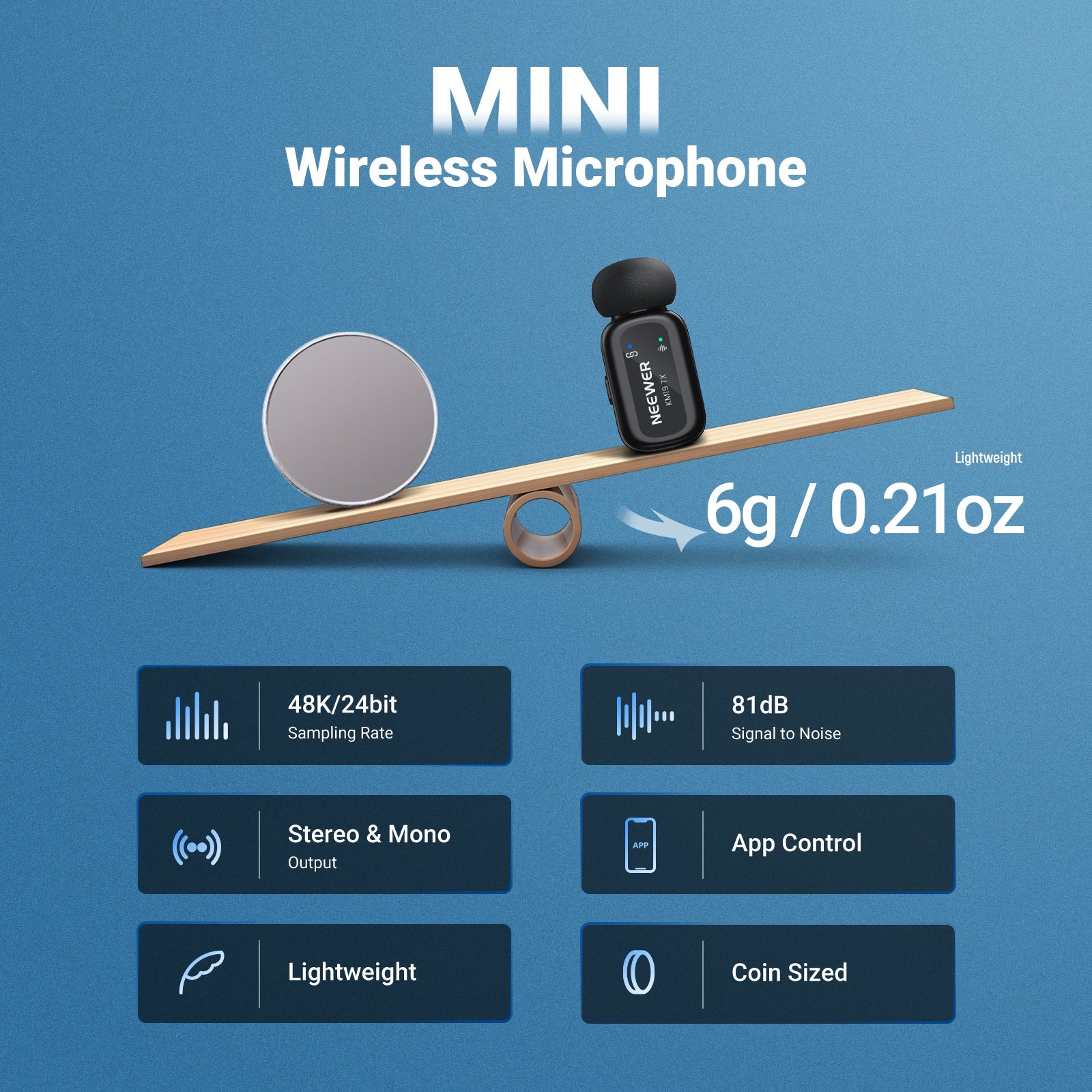 NEEWER KM19 Mini Wireless Lavalier Microphone