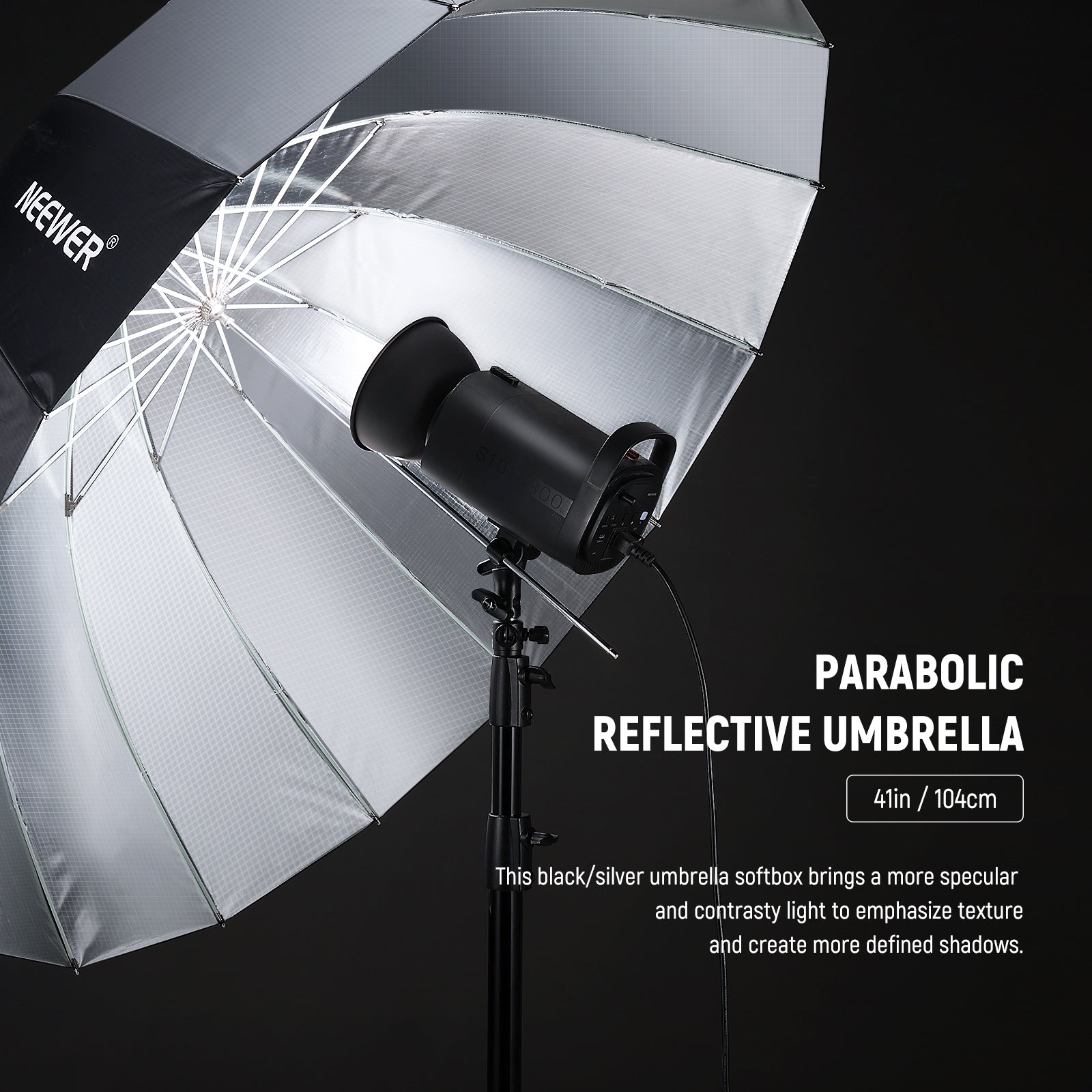 NEEWER Parabolic Reflective Umbrella with Diffuser