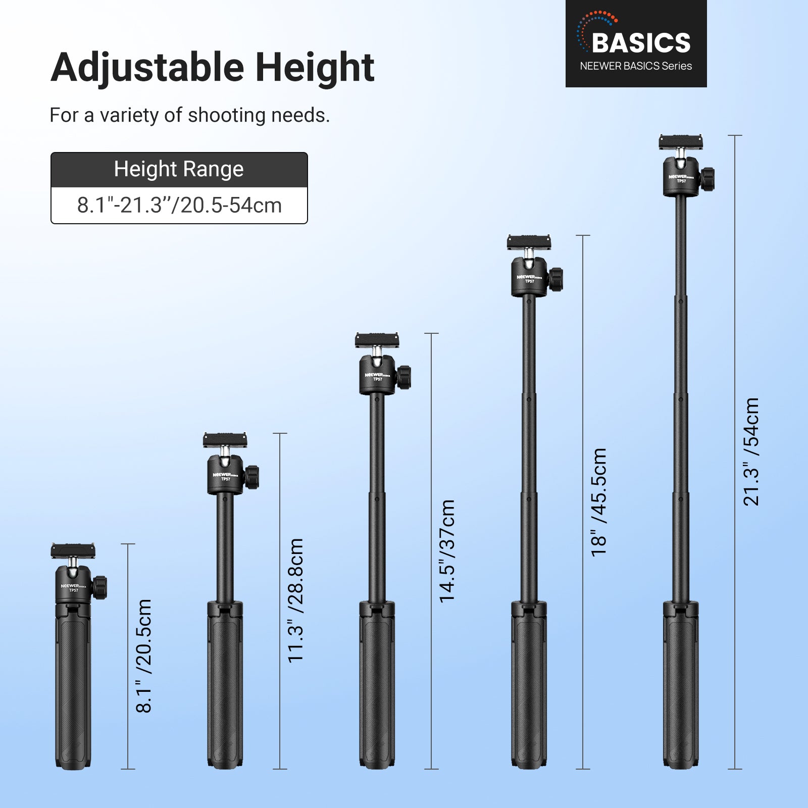 NEEWER BASICS TP57 Selfie Stick Tripod for DJI Osmo Action 6/360/Nano