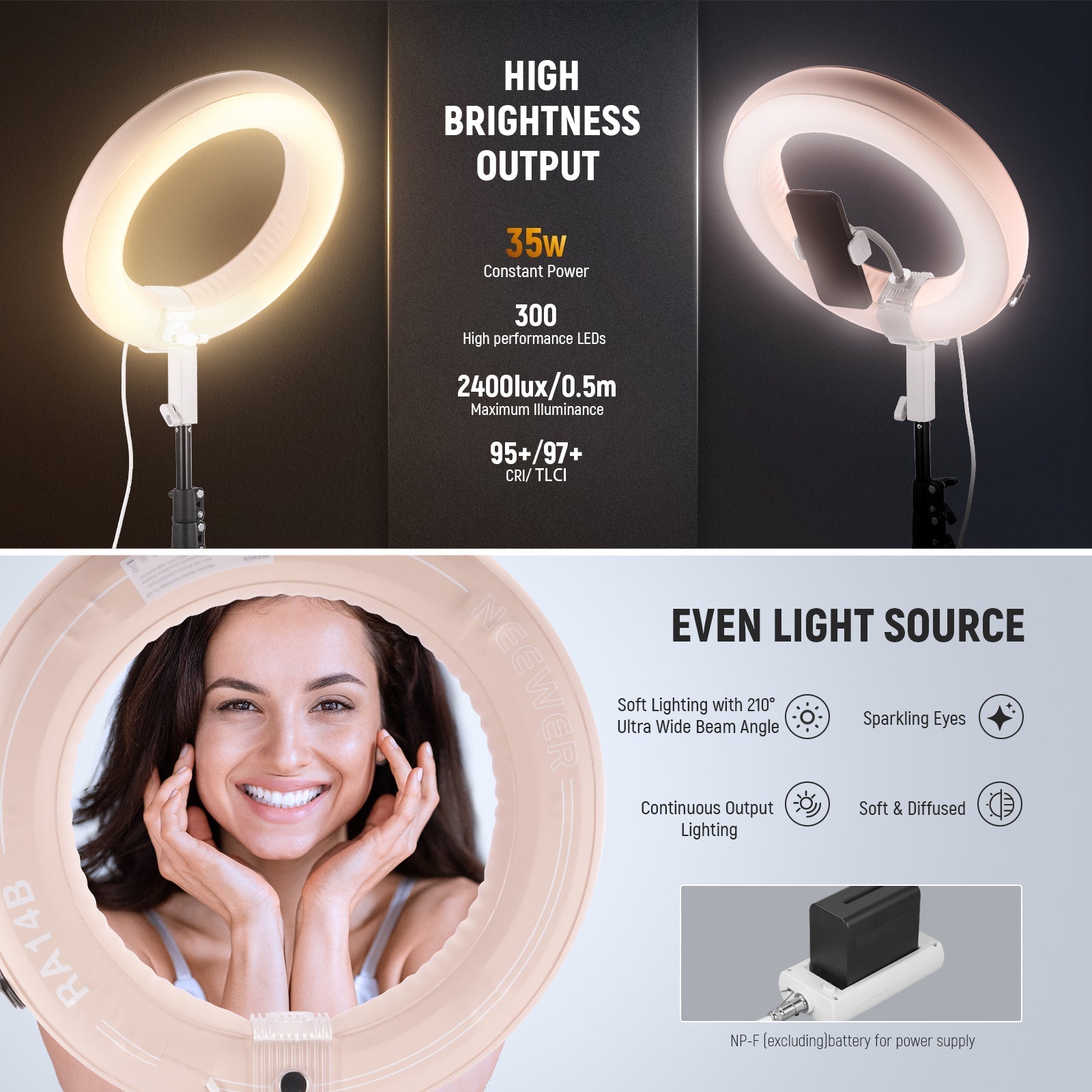 NEEWER RA14B 14" Inflatable Large Ring Light Kit