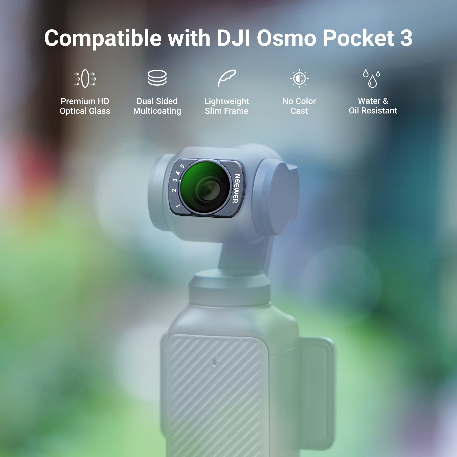 NEEWER Variable ND Filter Compatible with DJI Osmo Pocket 3 / Pocket 4 & Xtra Muse