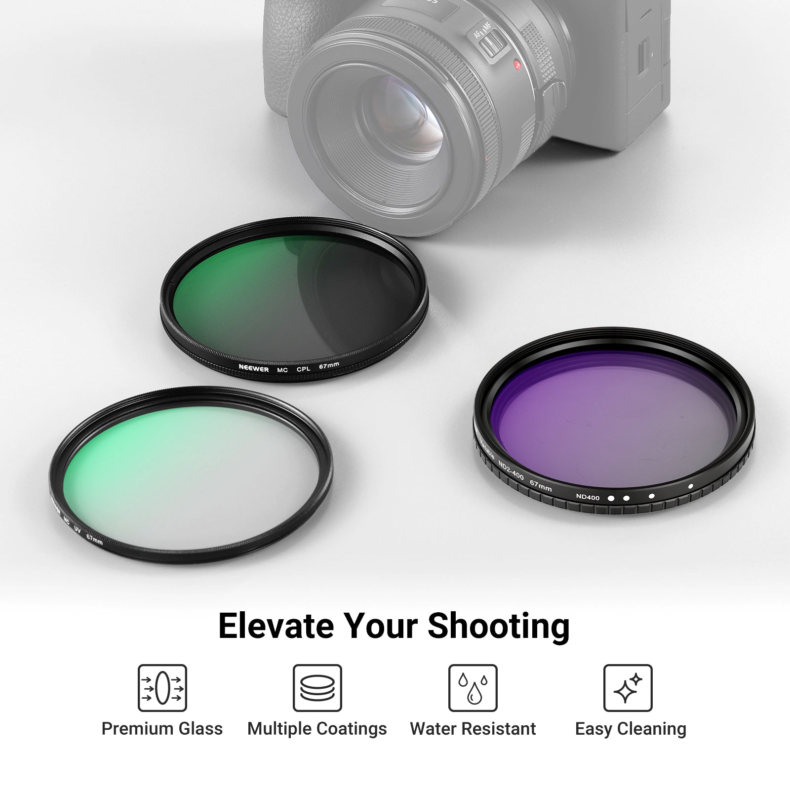 NEEWER 3 Pack Variable ND + CPL + UV Filter Kit