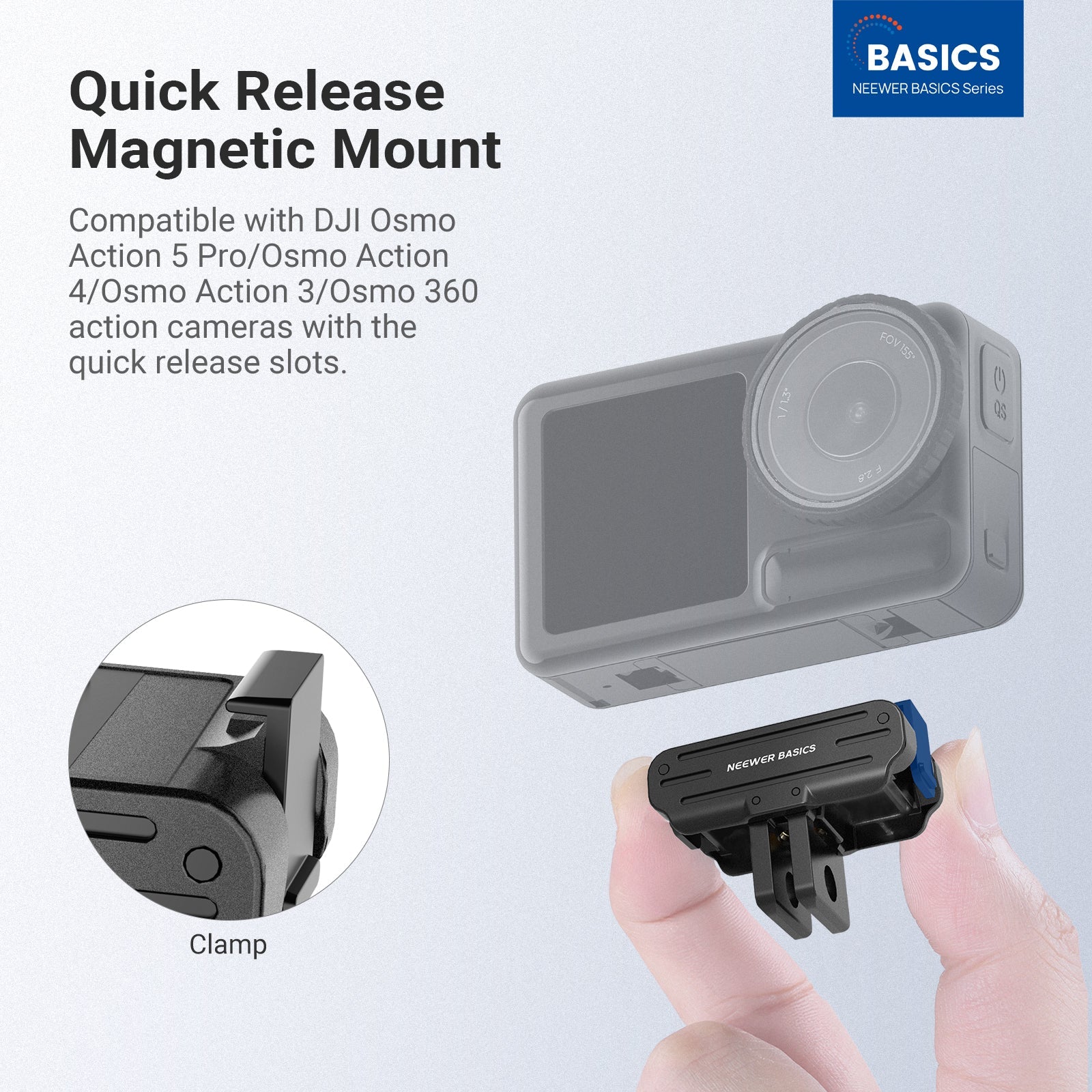 NEEWER BASICS DP04 Magnetic Mount For DJI OSMO Action 5 Pro 4 3 360