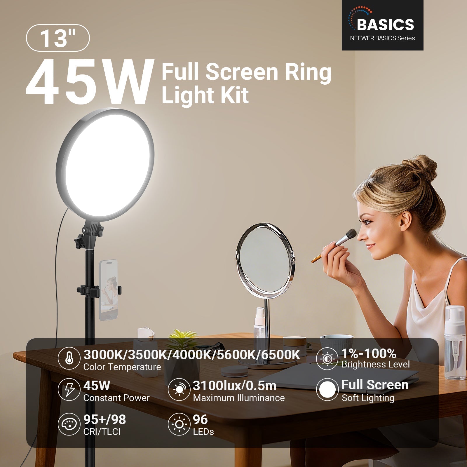 NEEWER BASICS BR45B 13" 45W Full Screen Ring Light