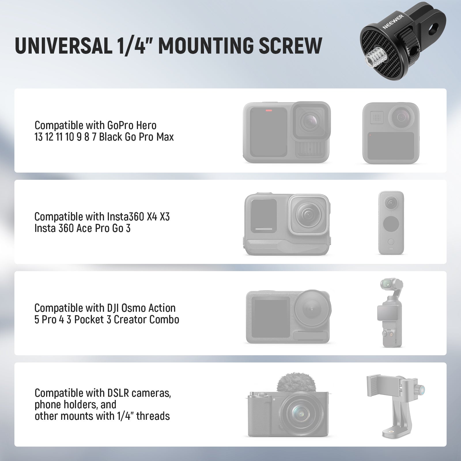 NEEWER GP-7 Action Camera Mount Adapter For GoPro