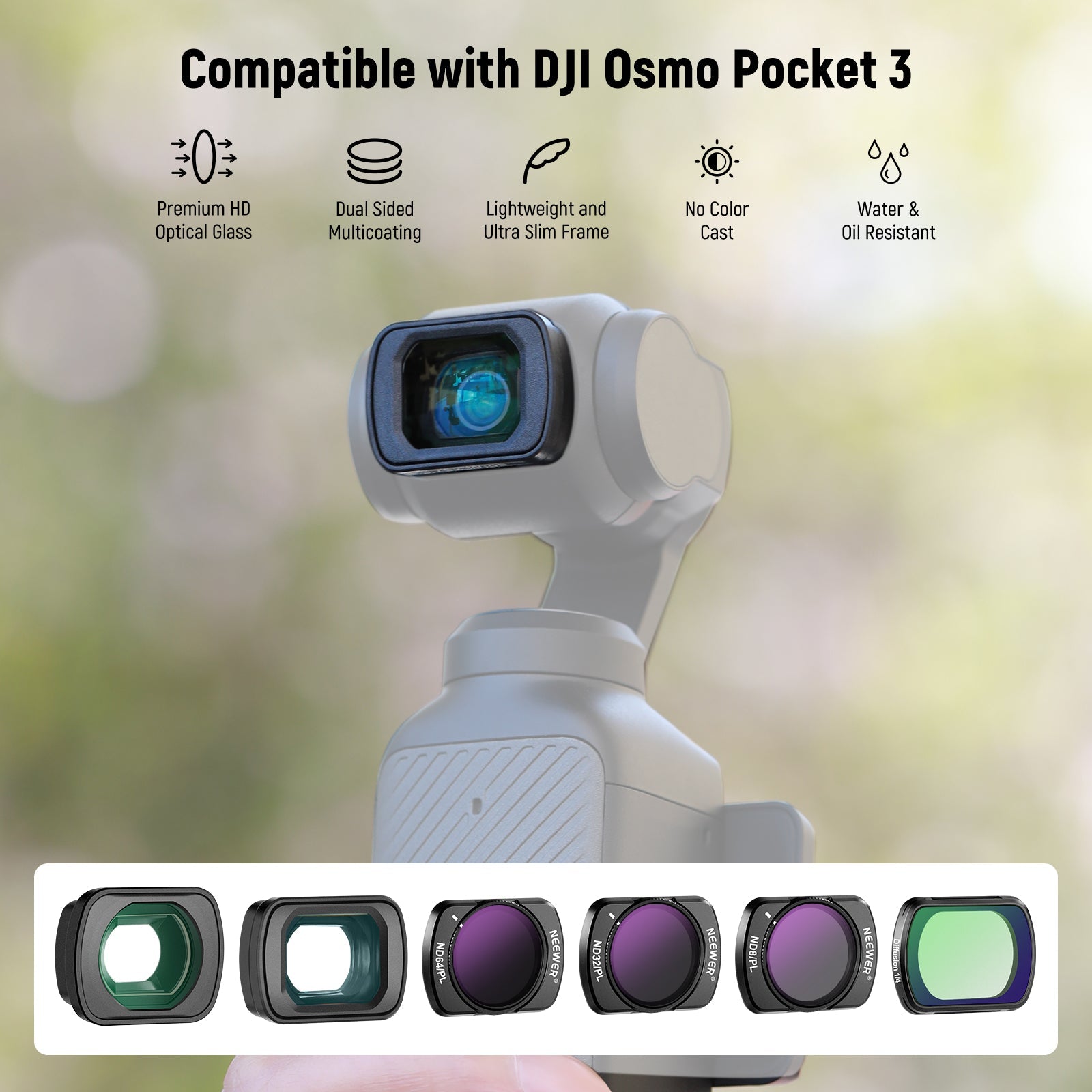 NEEWER FL-B16 Filter & Lens Set for DJI Osmo Pocket 3 / Pocket 4 & Xtra Muse