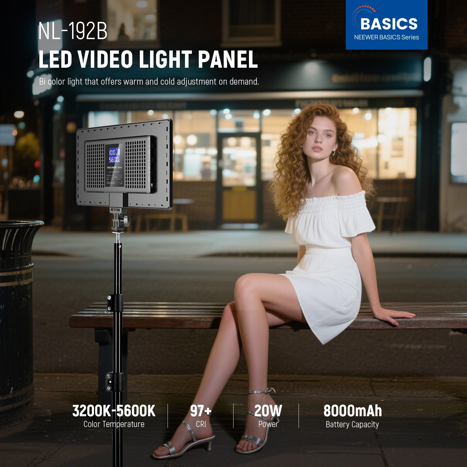 NEEWER BASICS NL-192B Bi Color LED Panel Light