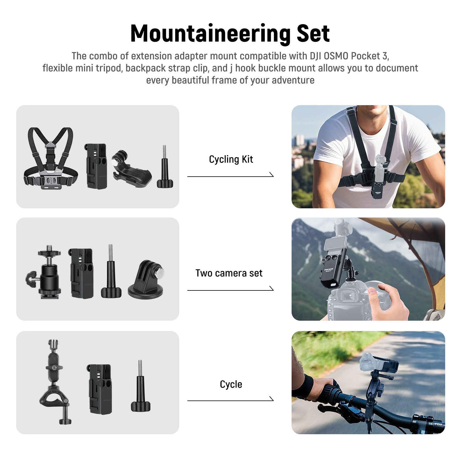 NEEWER BASICS GP-52 16 In 1 Adapter Mounts Accessories Kit for DJI OSMO Pocket 3