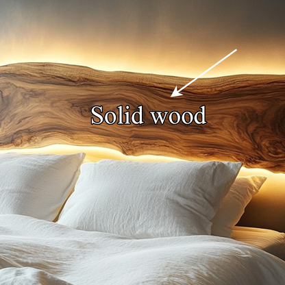Live Edge Wooden Headboard Solid Wood Bedroom Interior Backlit Design