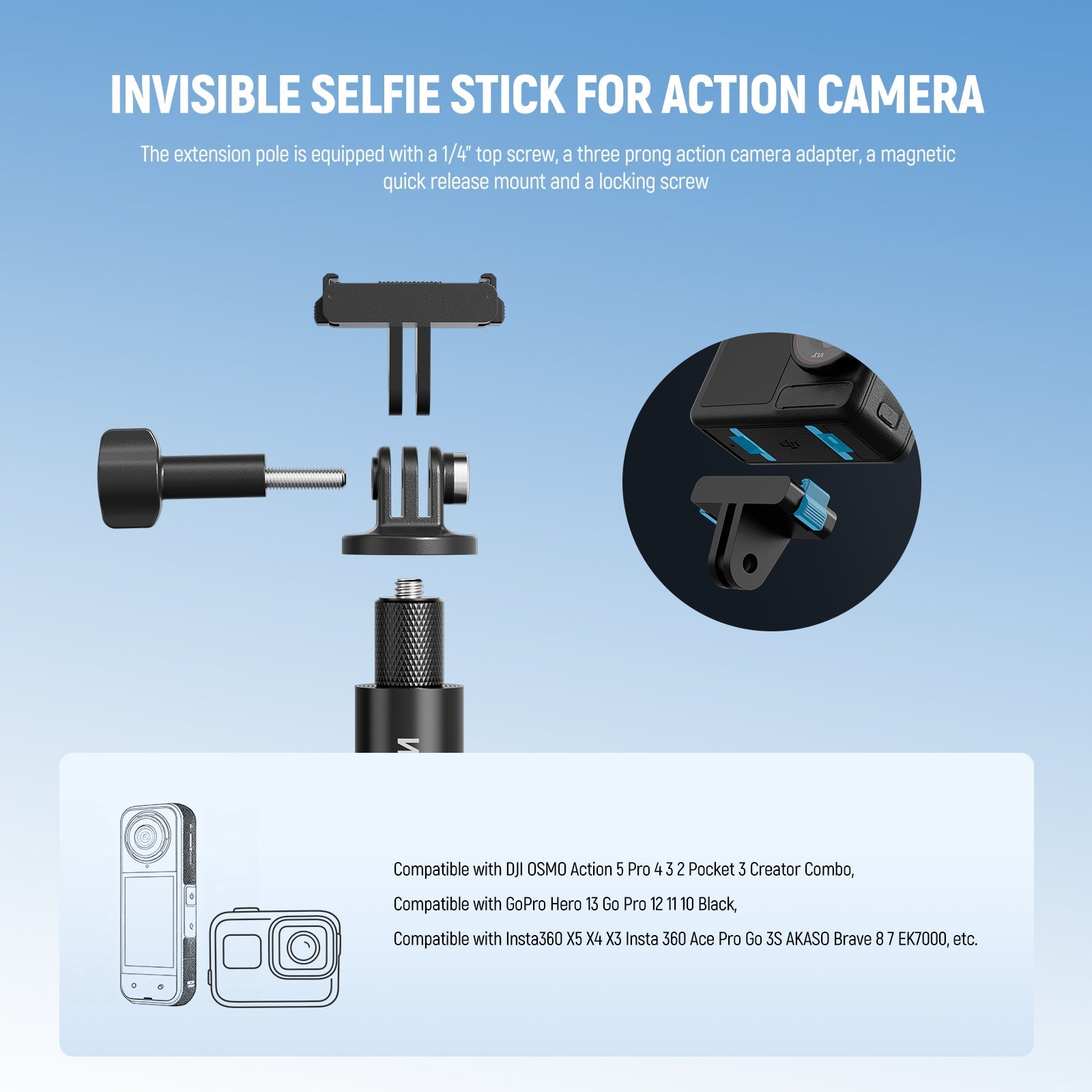 NEEWER GP-84/GP-85/GP-86 Extension Rod Kit for Action Camera