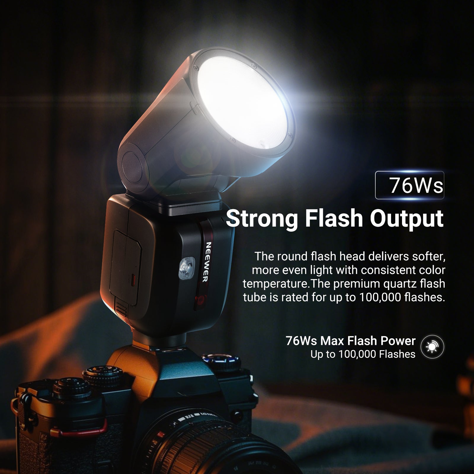 NEEWER Z2PRO 76Ws TTL Round Head Flash Speedlite