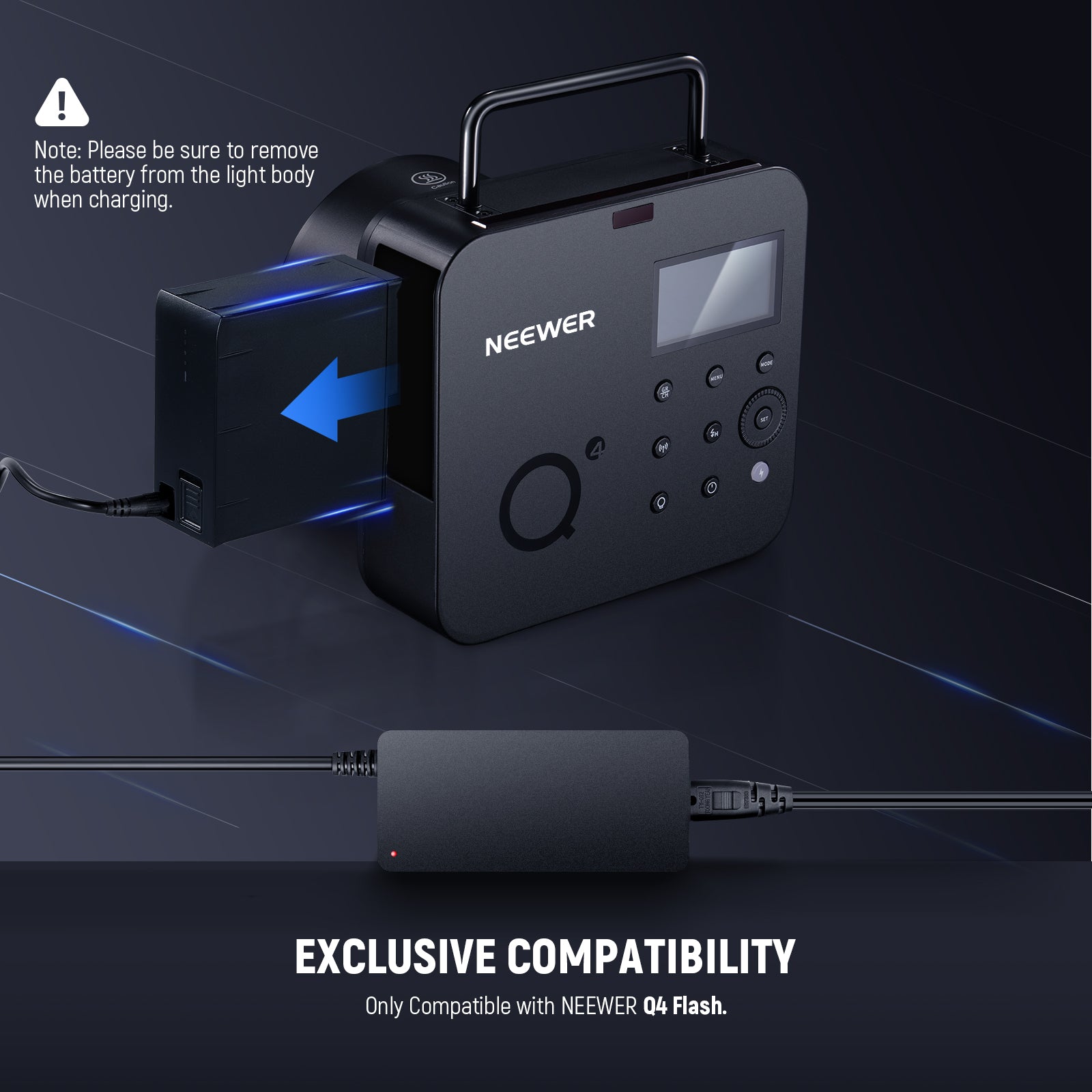NEEWER NC-Q4 Power Adapter and Power Cord Set for Q4/Q4PRO Flash