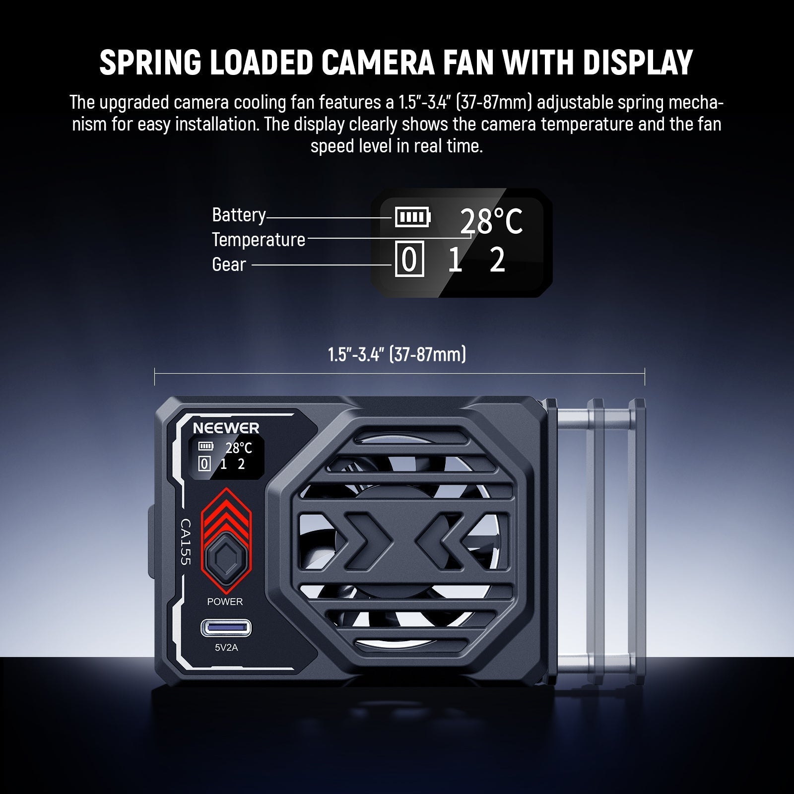 NEEWER BASICS CA155 Camera Cooling Fan with Battery