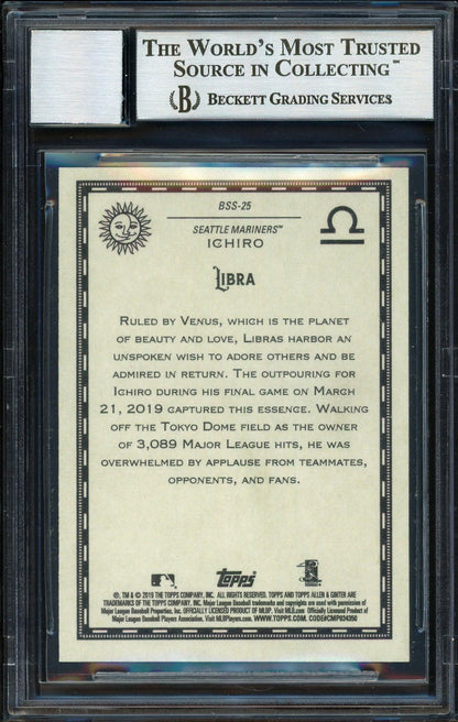 Ichiro Suzuki Autographed 2019 Topps Allen & Ginter Baseball Star Signs Card #BSS-25 Seattle Mariners Auto Grade 10 Beckett BAS #12670134