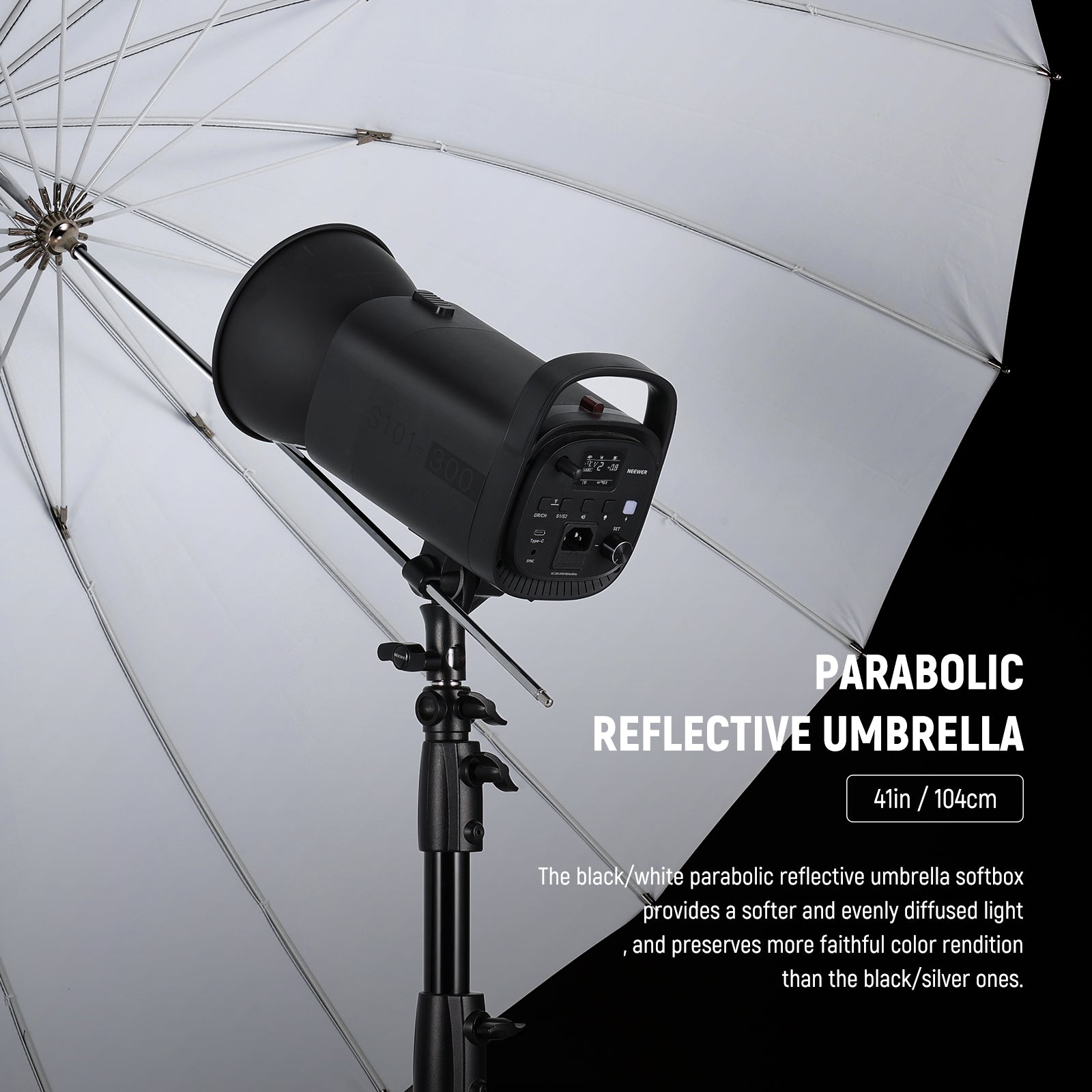 NEEWER Parabolic Reflective Umbrella with Diffuser