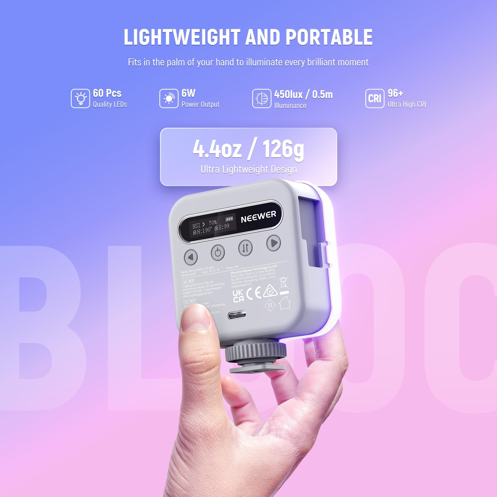 NEEWER BASICS BL60C Magnetic RGB Video Light
