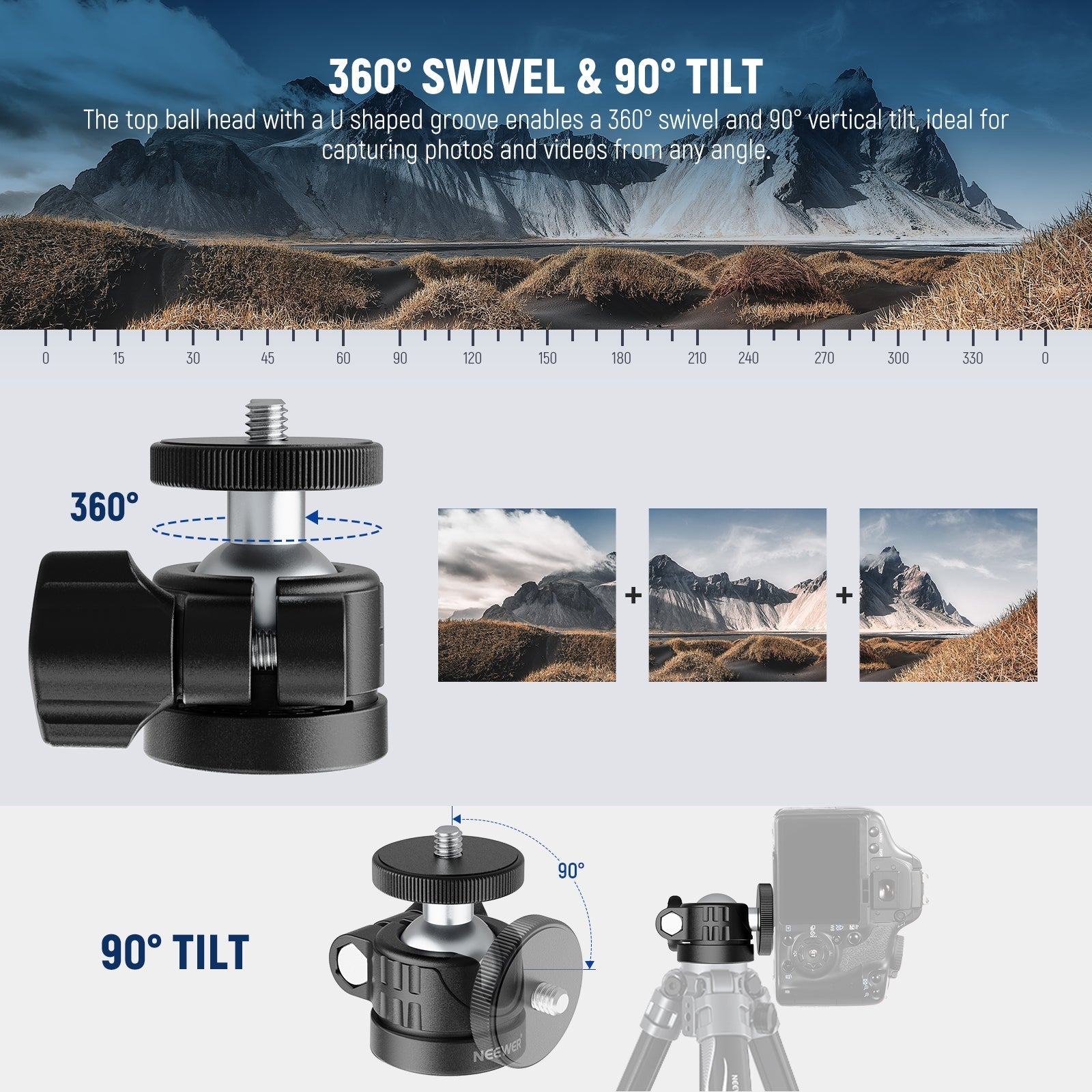 NEEWER BASICS GM01 Mini Ball Head Mount Adapter