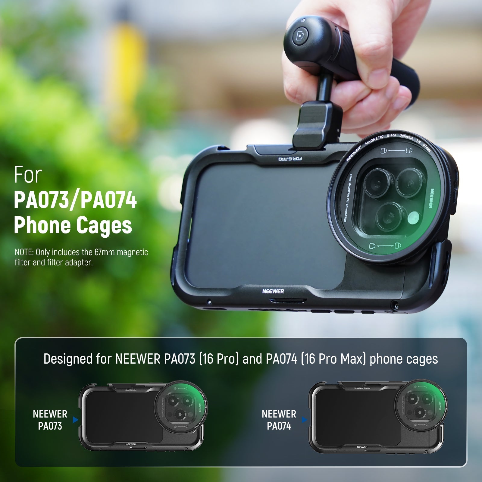 NEEWER 67mm Filter Set For iPhone 16 Pro/16 Pro Max Cage (PA073/PA074)