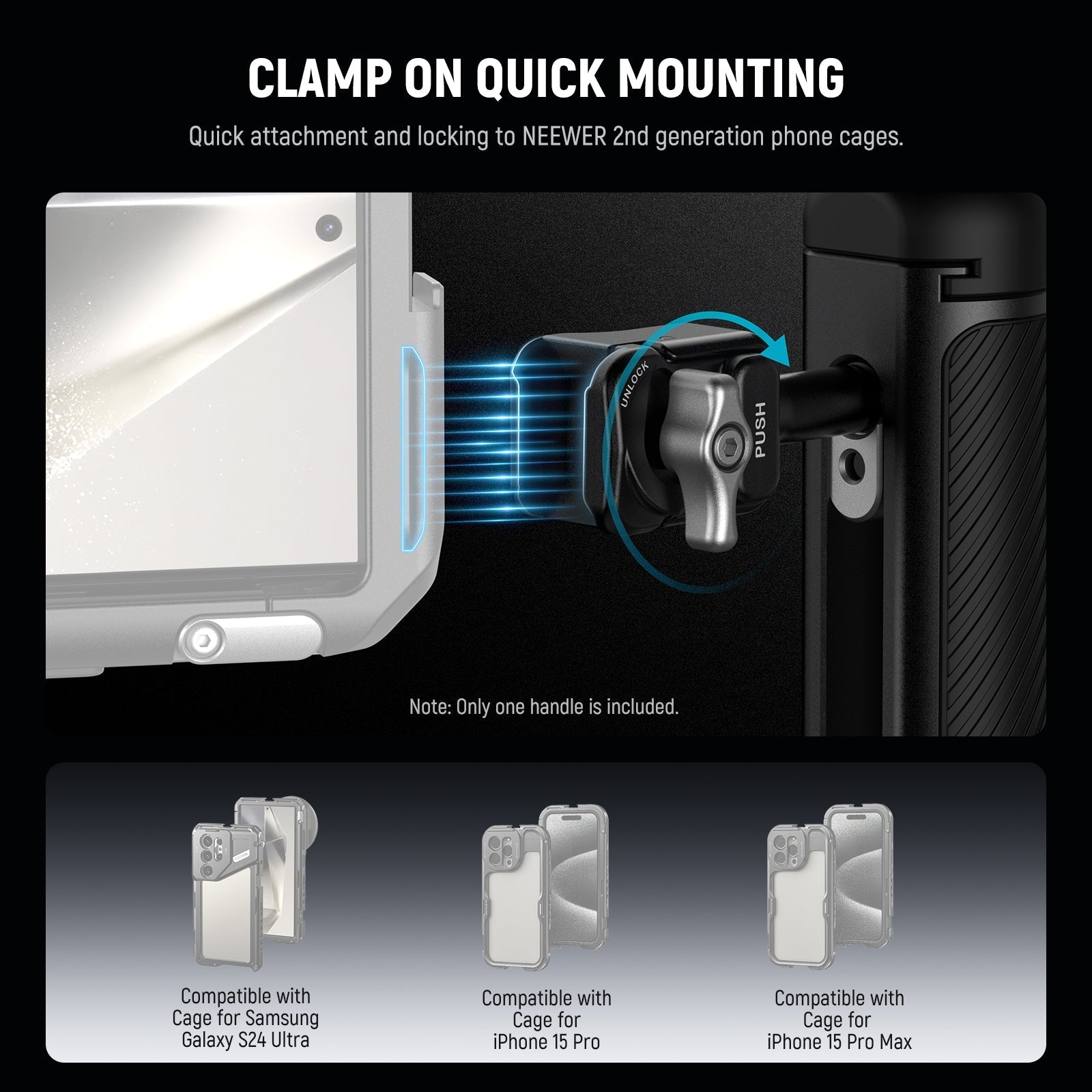 NEEWER PA045E Side Handle with Bluetooth Remote Shutter