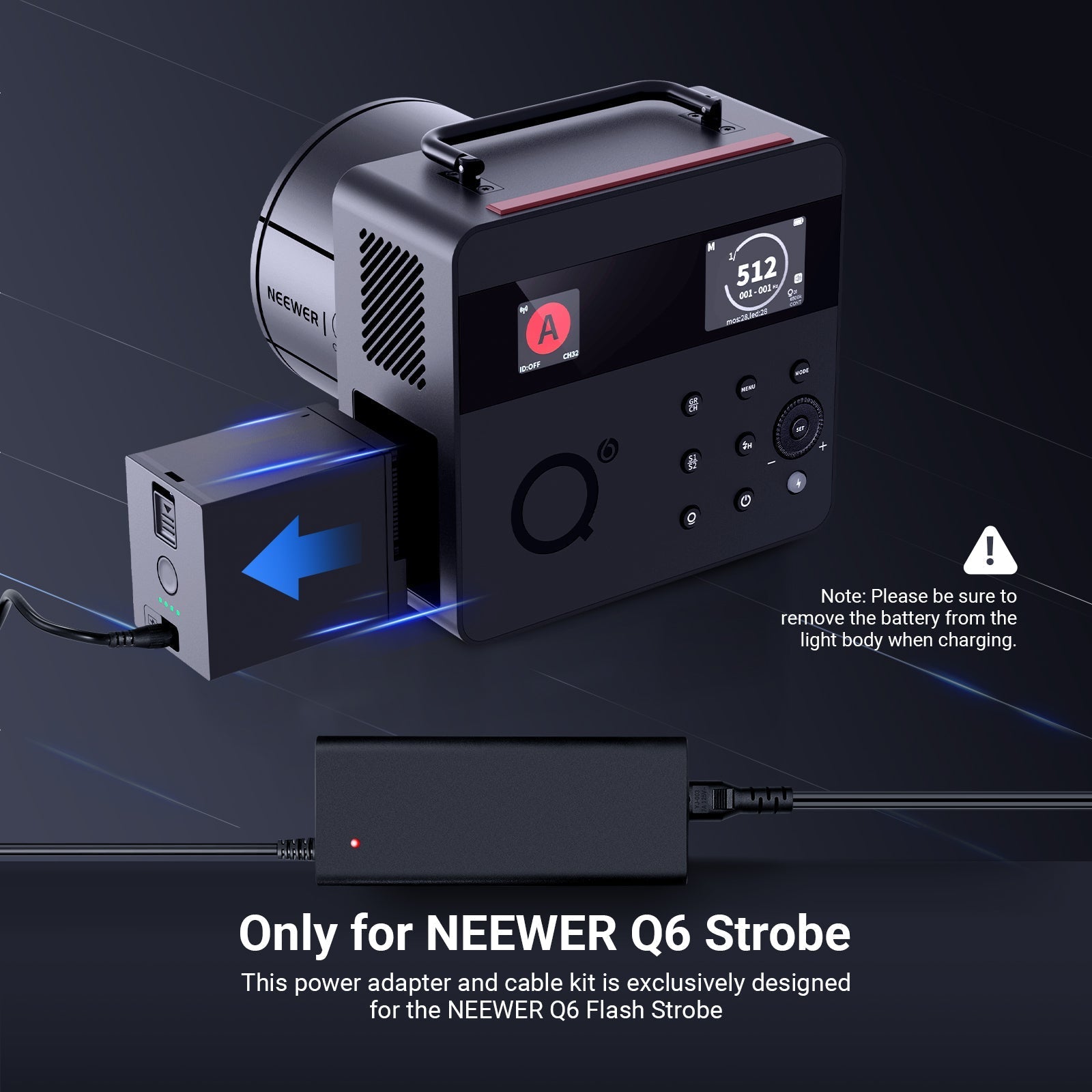 NEEWER NC-Q6 Power Adapter and Power Cord Set for Q6