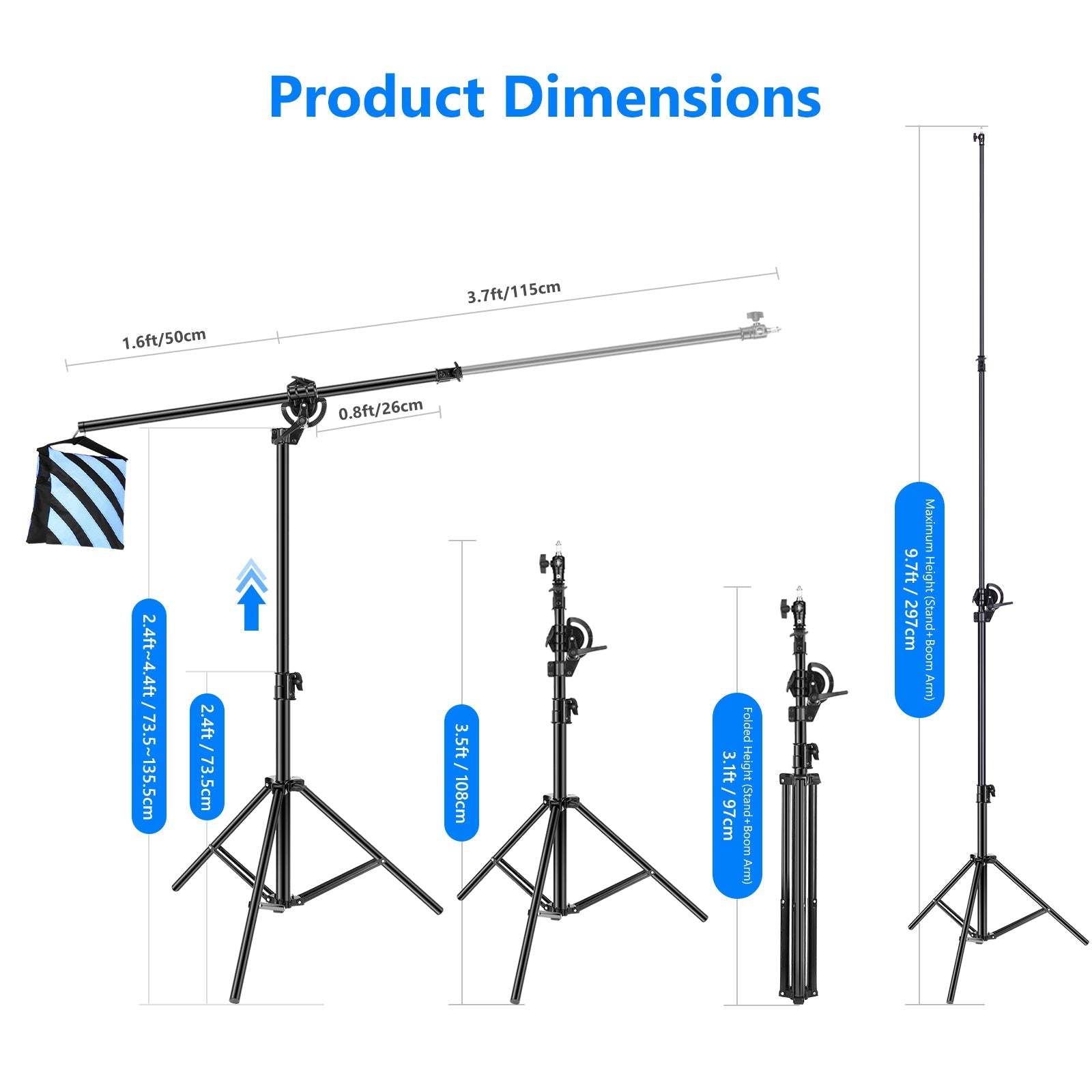 NEEWER ST-CB 297cm Photography Light Stand