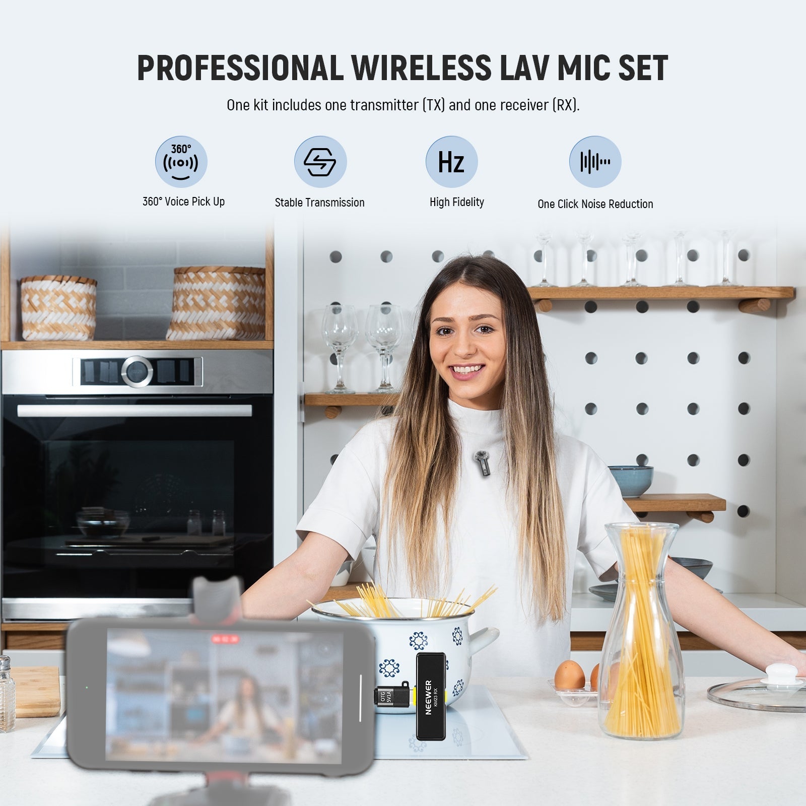 NEEWER KM23 Wireless Lavalier Microphone Kit