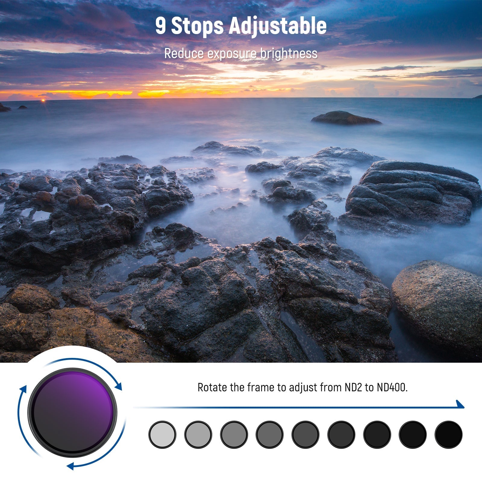 NEEWER Variable ND2-400 Filter (1-9 Stops)