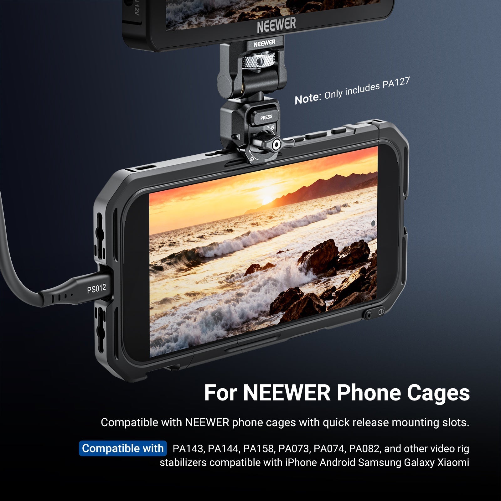 NEEWER PA127 Quick Release Monitor Mount for Phone Cage