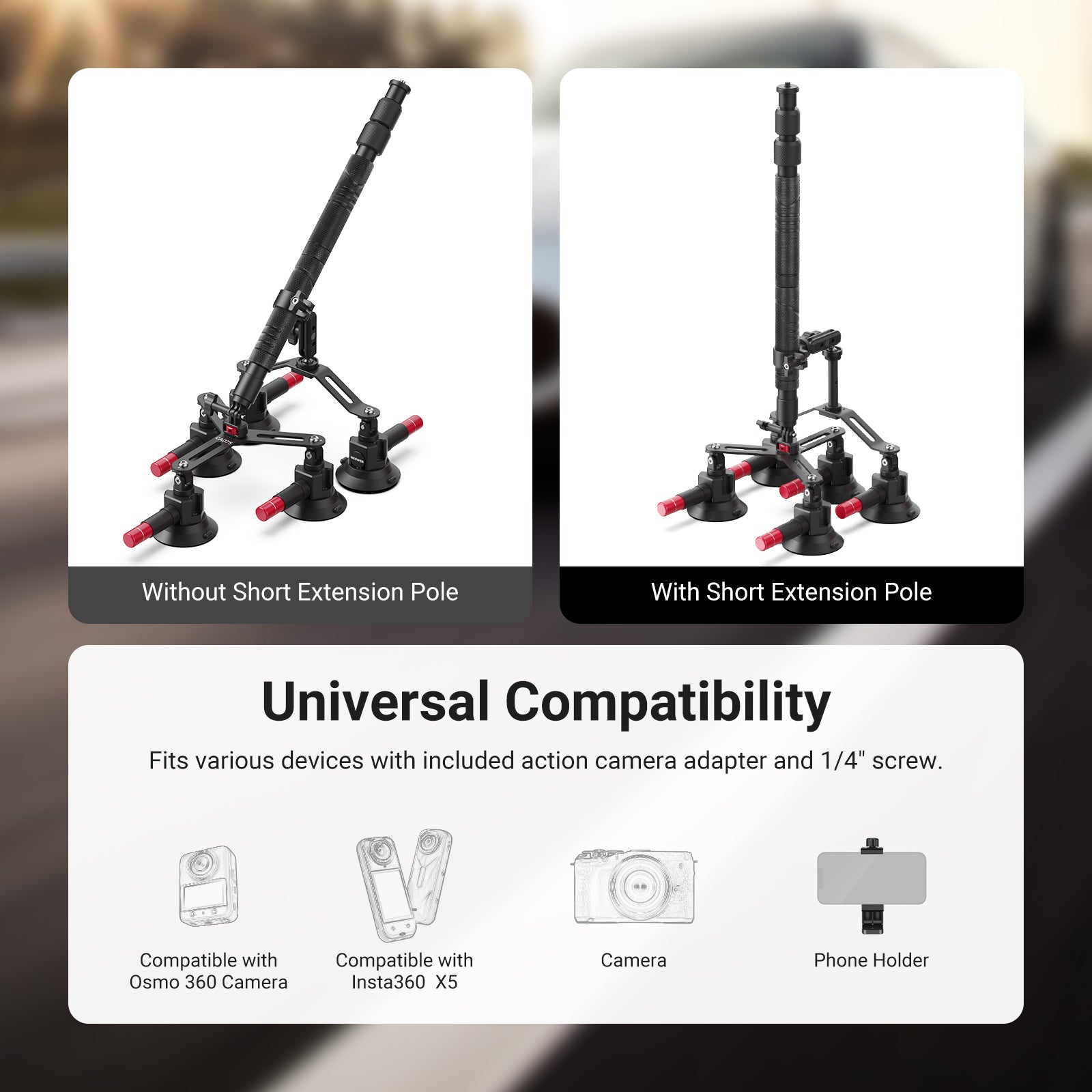 NEEWER CA075 5 in 1 Suction Car Mount Kit