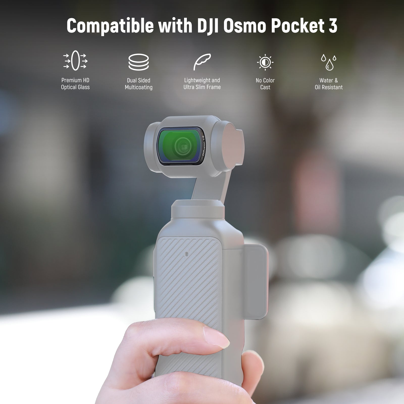 NEEWER FL-B11 2-Pack Magnetic Black Diffusion Filter Set for DJI Osmo Pocket 3 / Pocket 4 & Xtra Muse