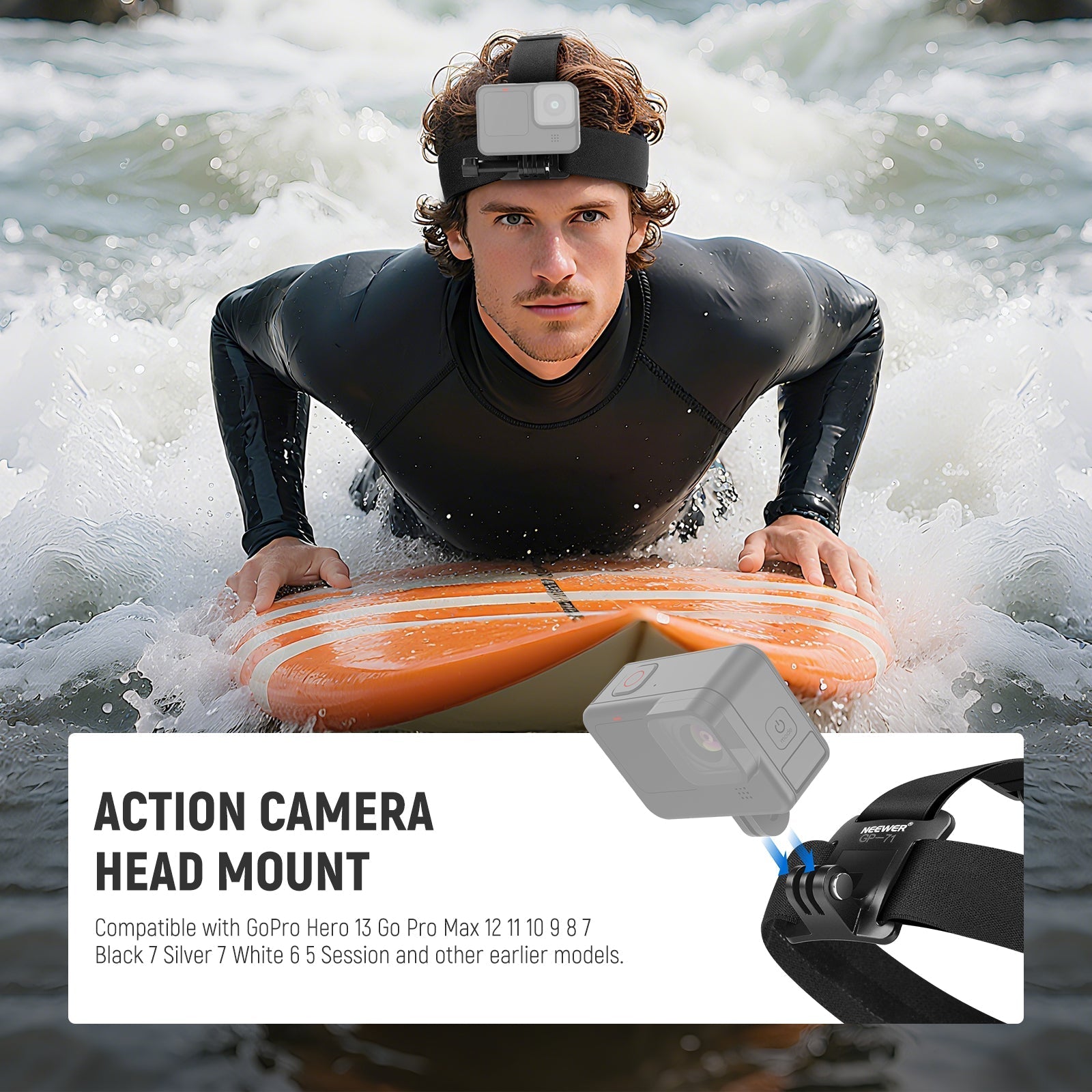 NEEWER GP-71 Adjustable Head Strap Mount for GoPro Series
