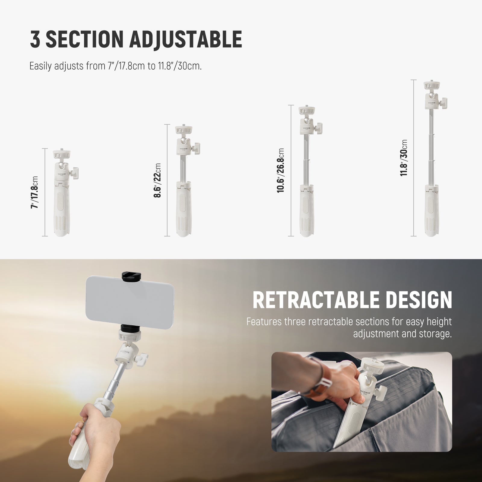 NEEWER BASICS TP43 Mini Desktop Selfie Stick Tripod
