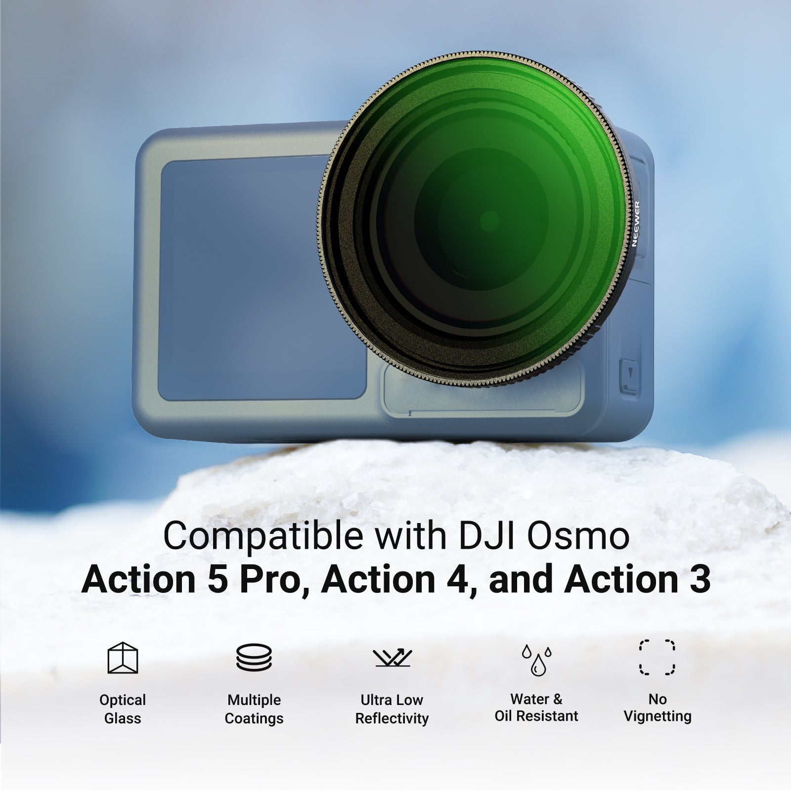 NEEWER Variable ND Filter Compatible with DJI Osmo Action 5 Pro/4/3
