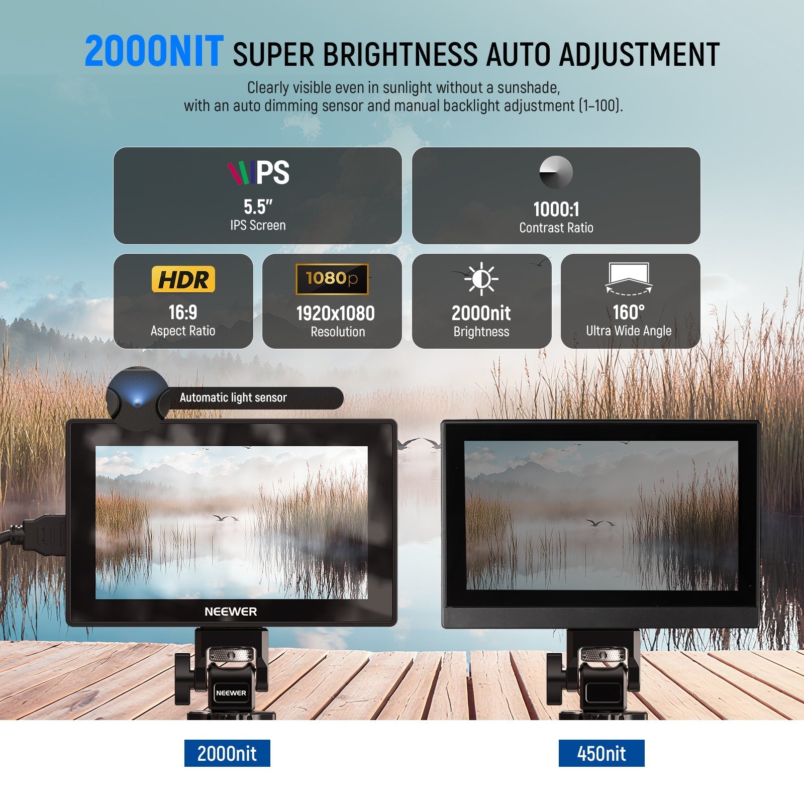 NEEWER F500 PRO LED 5.5" Camera Touch Screen Monitor