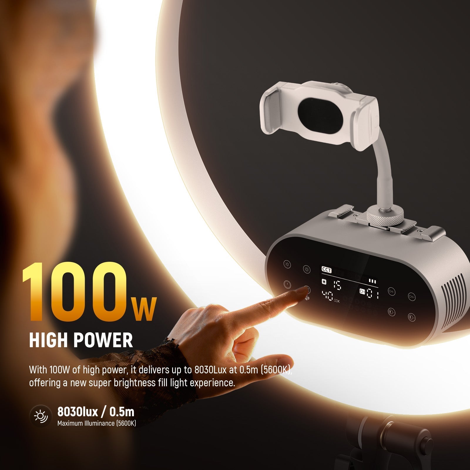 NEEWER RH100B 19" 100W High Power LED Ring Light