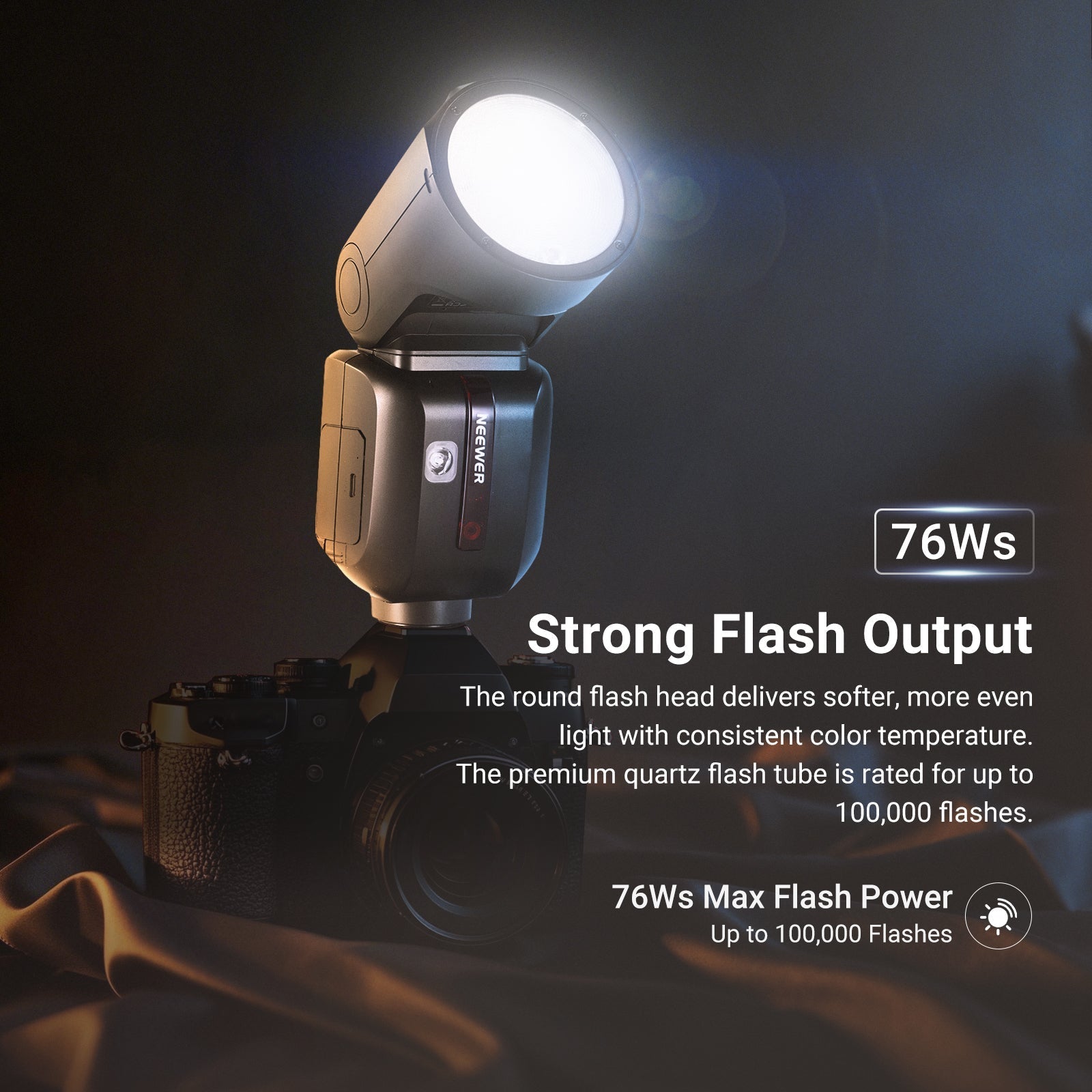 NEEWER Z2PRO 76Ws TTL Round Head Flash Speedlite